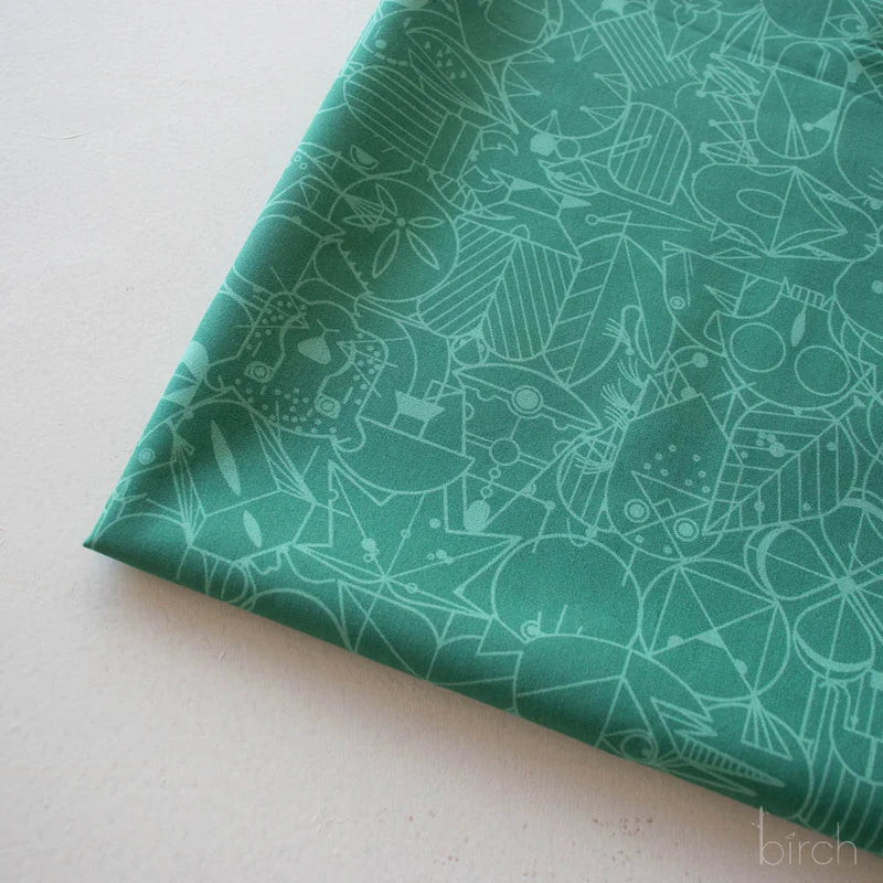 End Papers | Jade by Charley Harper for Birch Fabrics | CH-300-LAGOON | 100% Organic Cotton