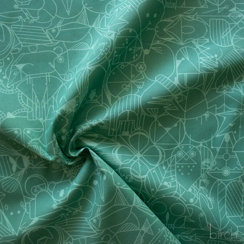 End Papers | Jade by Charley Harper for Birch Fabrics | CH-300-LAGOON | 100% Organic Cotton
