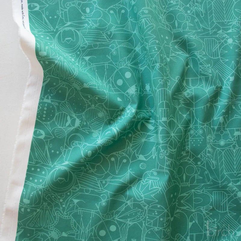 End Papers | Jade by Charley Harper for Birch Fabrics | CH-300-LAGOON | 100% Organic Cotton