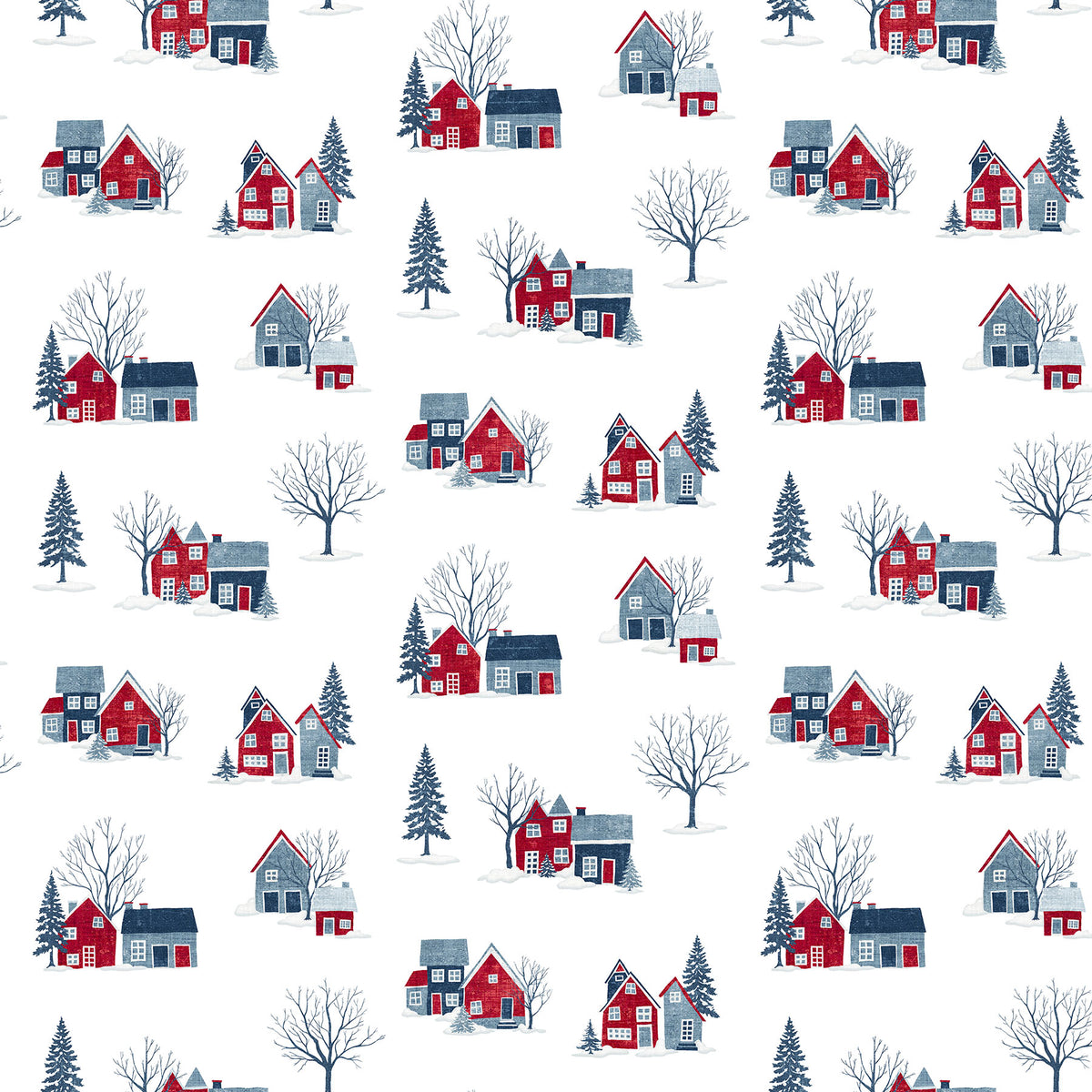 Village Folk Flannel | Small Houses - White Multi by Northcott Studio | F28824-10 | 100% Cotton Flannel