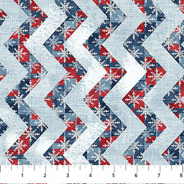 Village Folk Flannel | Chevron - Blue Multi by Northcott Studio | F28827-44 | 100% Cotton Flannel
