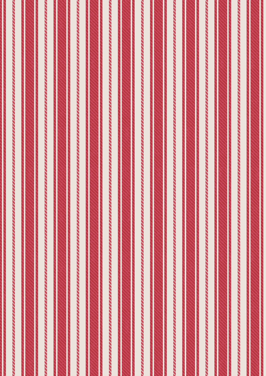 Country Comforts Flannel | Ticking Stripe - Soft Red by Lewis & Irene | F2B | 100% Cotton Flannel