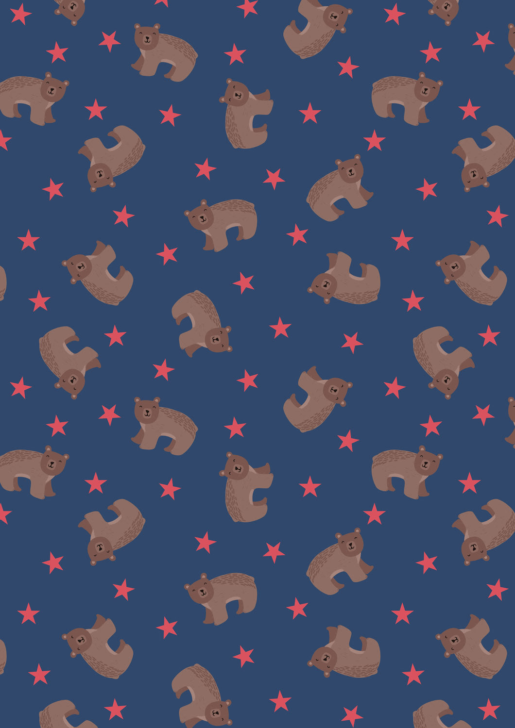 Country Comforts Flannel | Bear on Dark Blue by Lewis & Irene | F5 | 100% Cotton Flannel