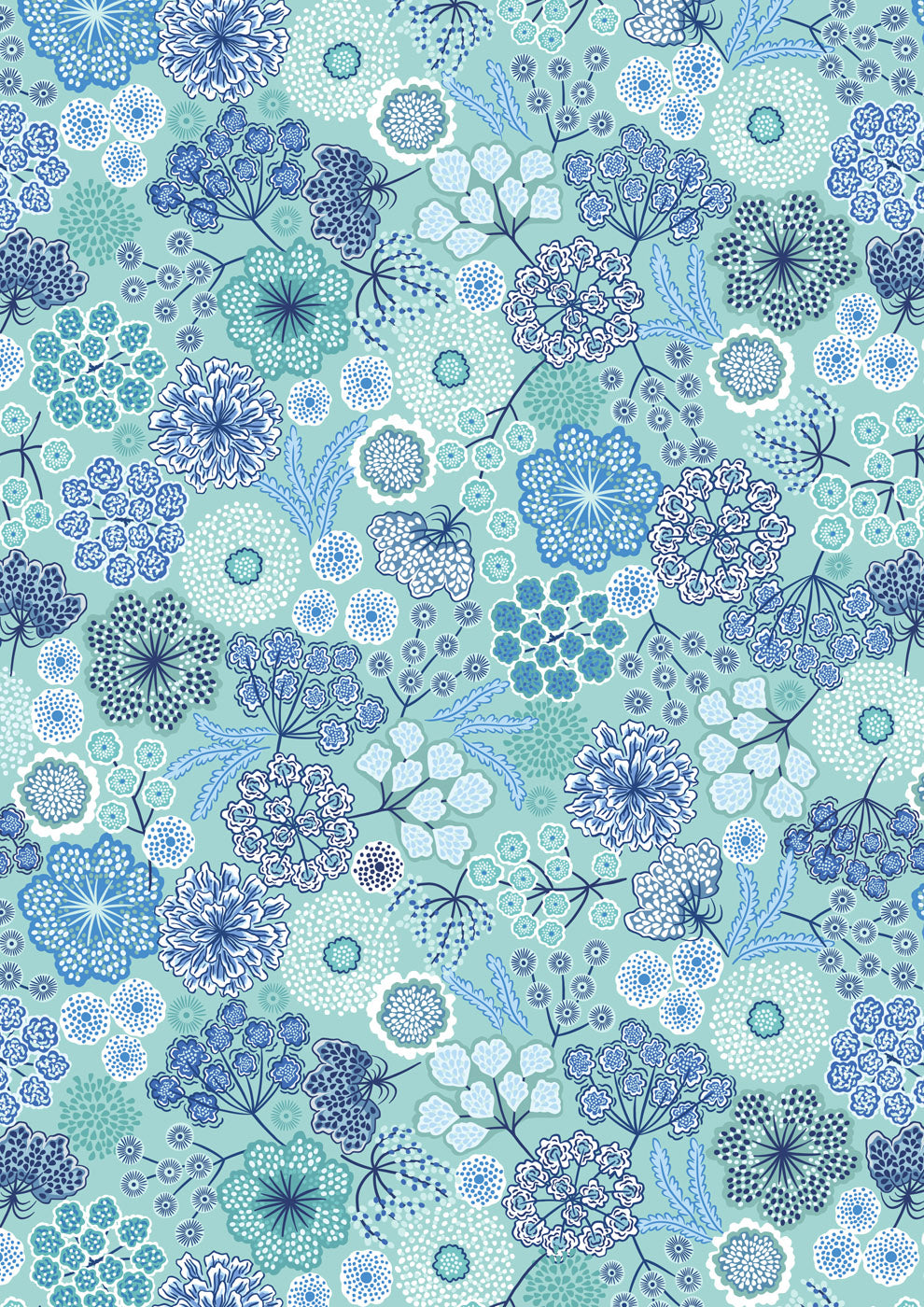 Jardin d'Hiver Flannel | Large Winter Floral on Ice by Lewis & Irene | F926A