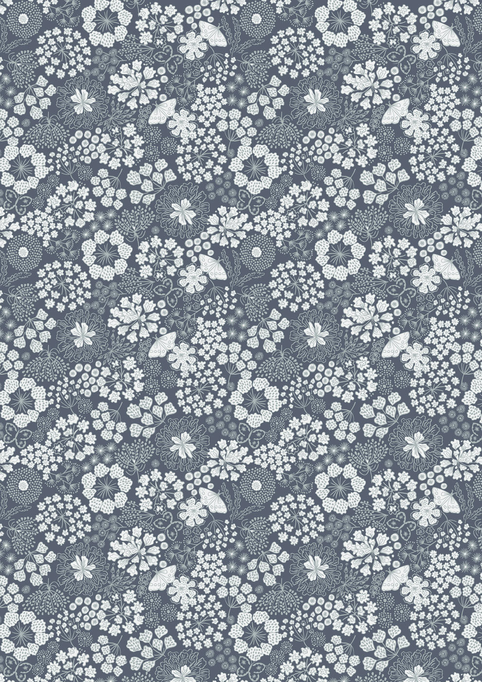 Jardin d'Hiver Flannel | Winter Butterfly Floral on Grey by Lewis & Irene | F928C