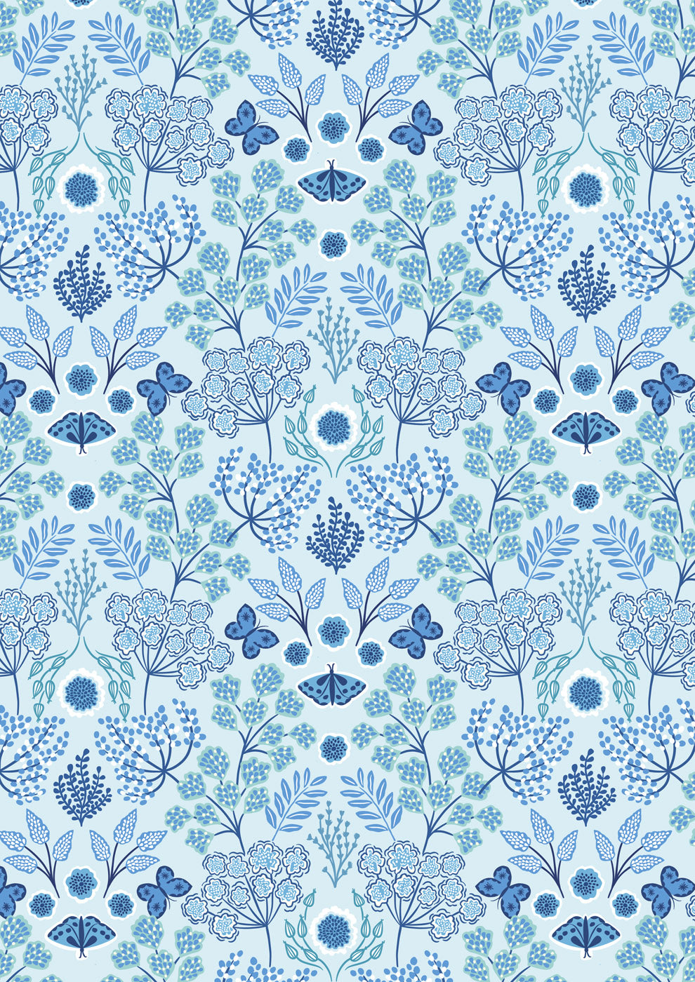 Jardin d'Hiver Flannel | Jardin d'Hiver on Light Blue by Lewis & Irene | F930B