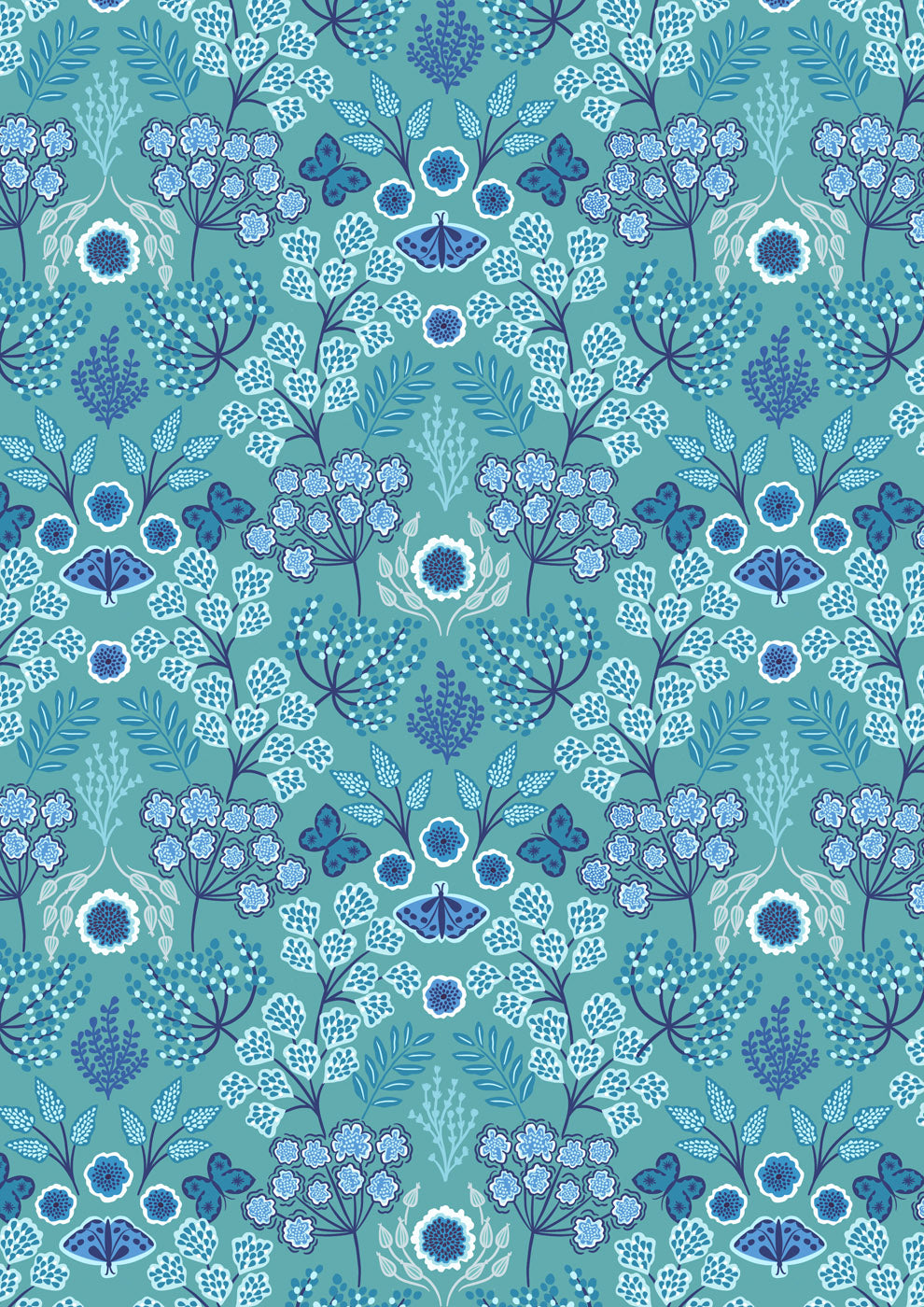 Jardin d'Hiver Flannel | Jardin d'Hiver on Iced Blue by Lewis & Irene | F930C