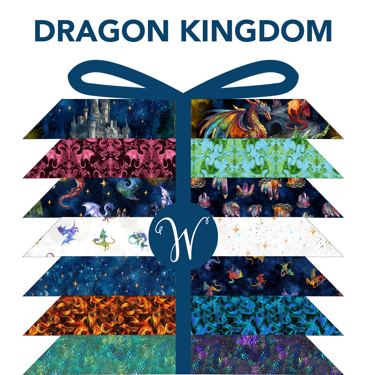Dragon Kingdom | Fat Quarter Bundle by Whistler Studios for Windham Fabrics | 16 pcs + Panel