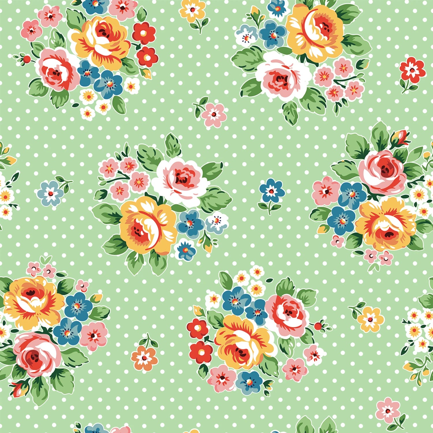 Flower Market | Market Bouquet Green by Elea Lutz for Poppie Cotton | FM25401