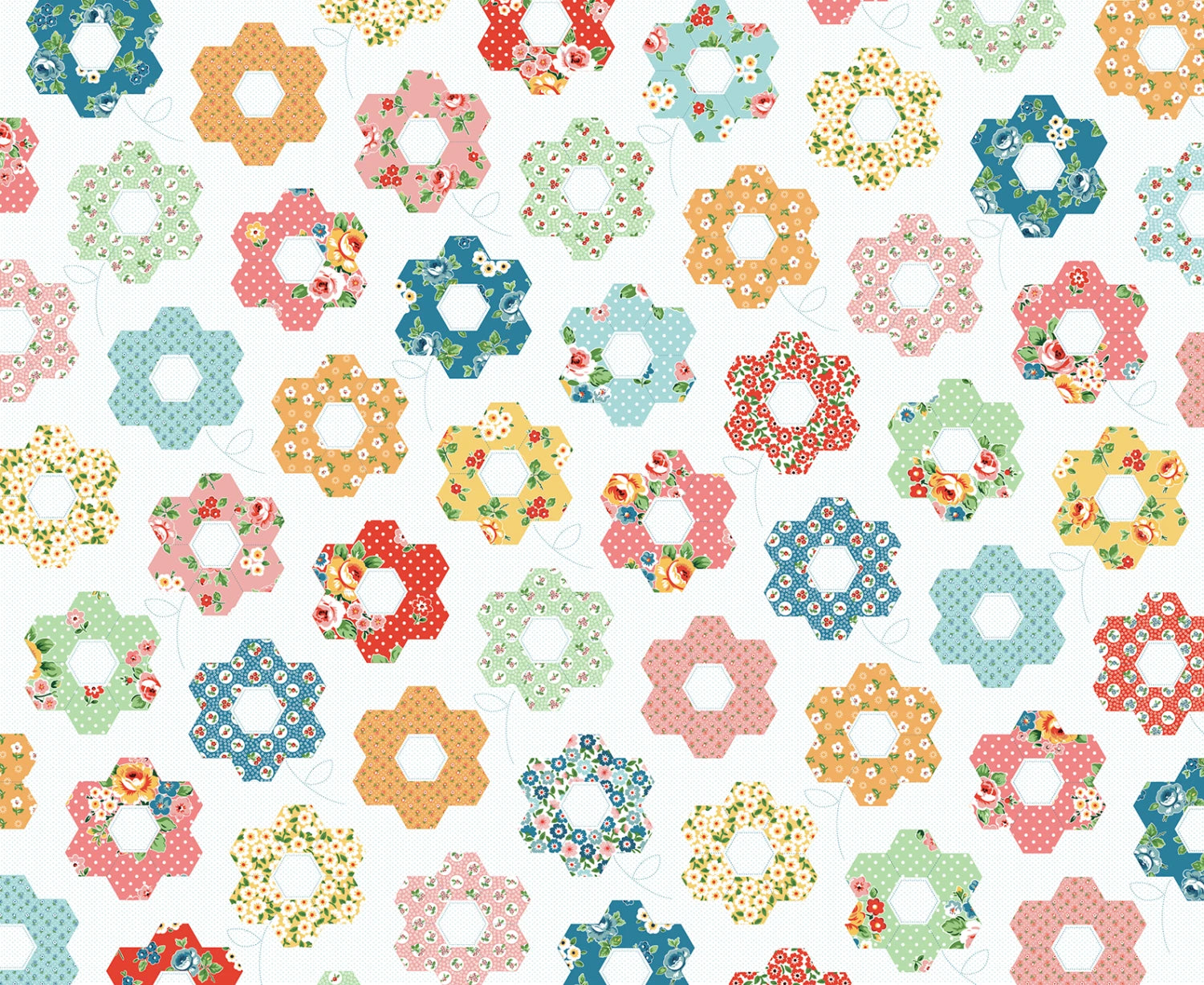 Flower Market | Grandmother's Garden Cheater by Elea Lutz for Poppie Cotton | FM25423