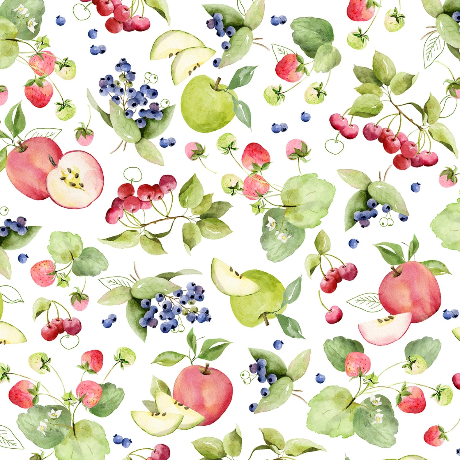 Farmer's Market | Favorite Fruits Allover - White by Deane Beesley for P&B Textiles | FMAR6279-W