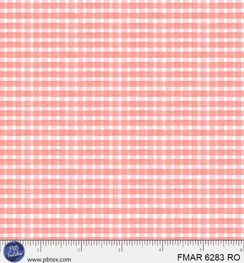 Farmer's Market | Gingham - Coral by Deane Beesley for P&B Textiles | FMAR6283-RO