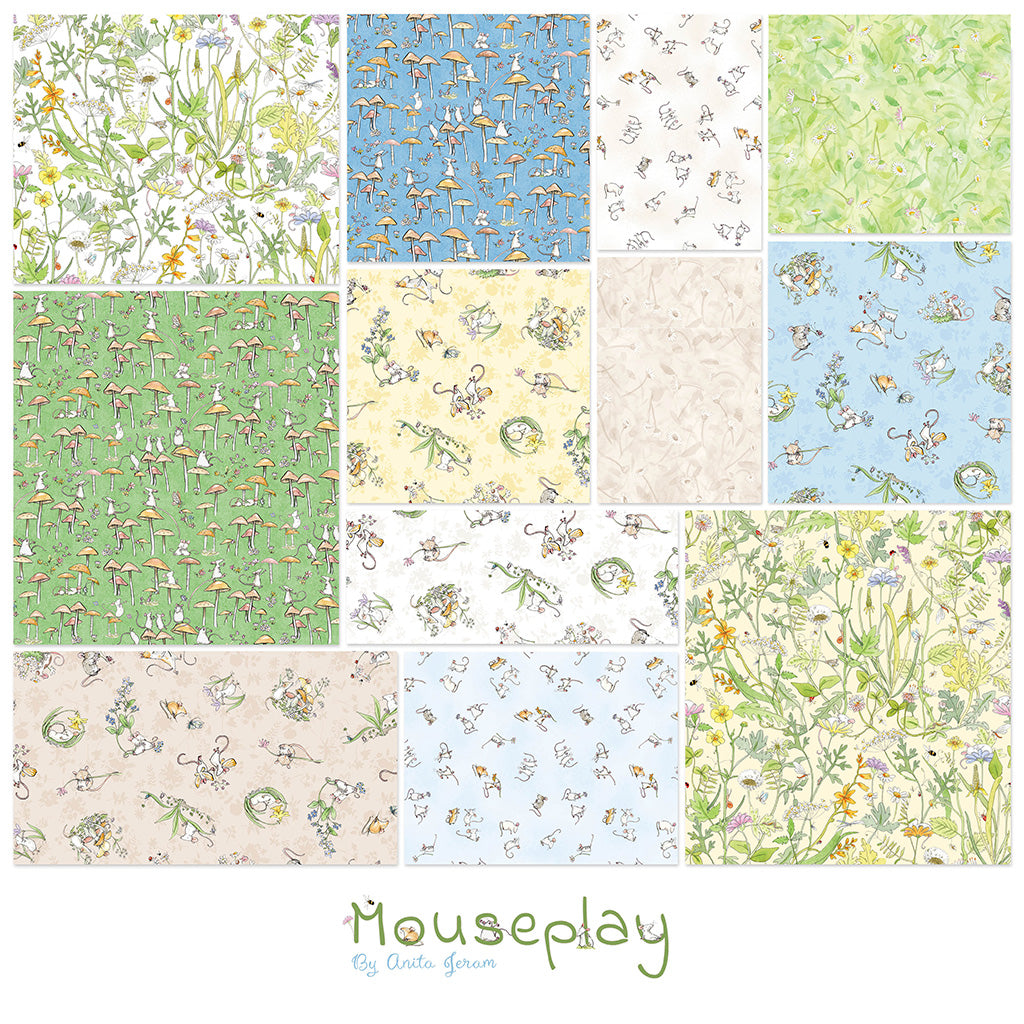 Mouseplay | Fat Quarter Bundle by Anita Jeram by Clothworks | 12 pcs