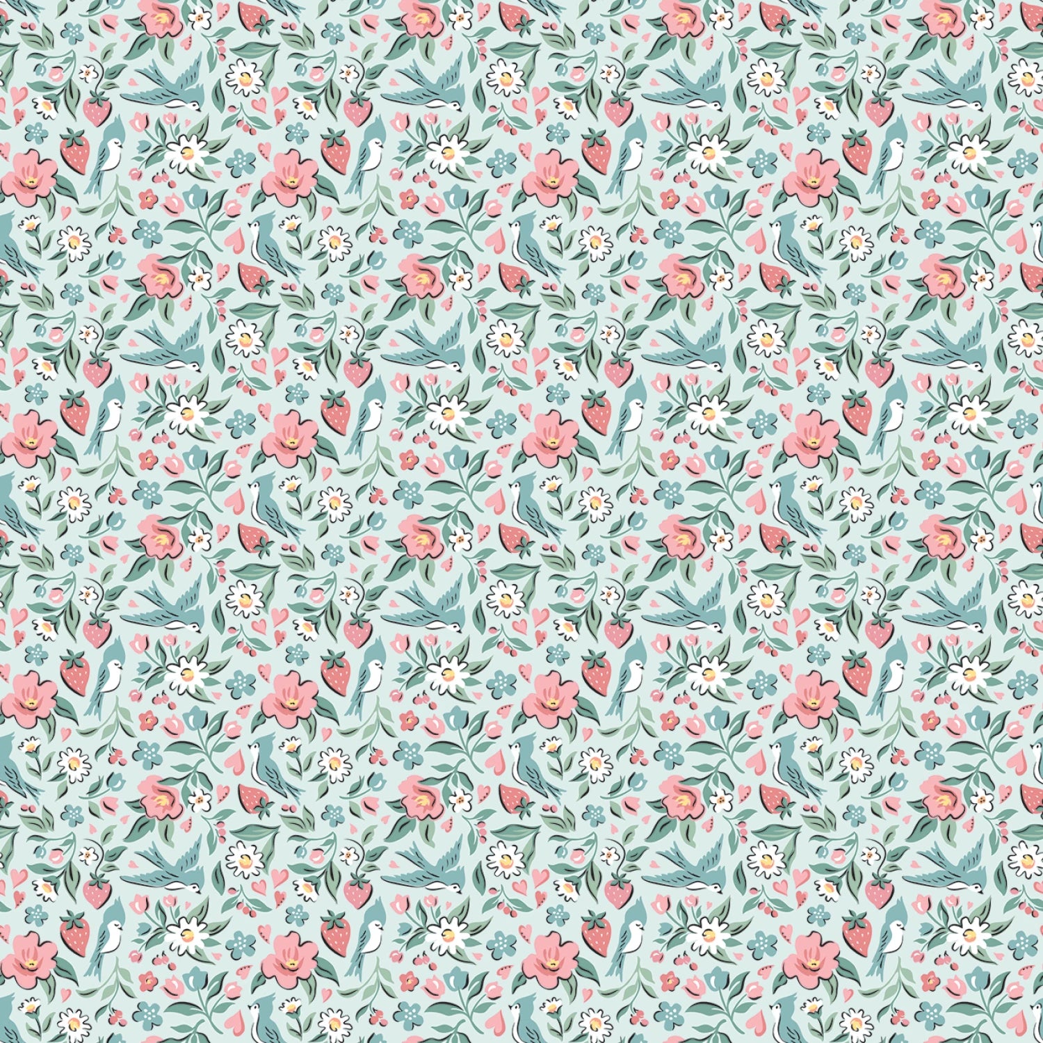 Granny's Sewing Room | Bluebirds & Berries - Blue by Sheri McCulley for Poppie Cotton | GS25902