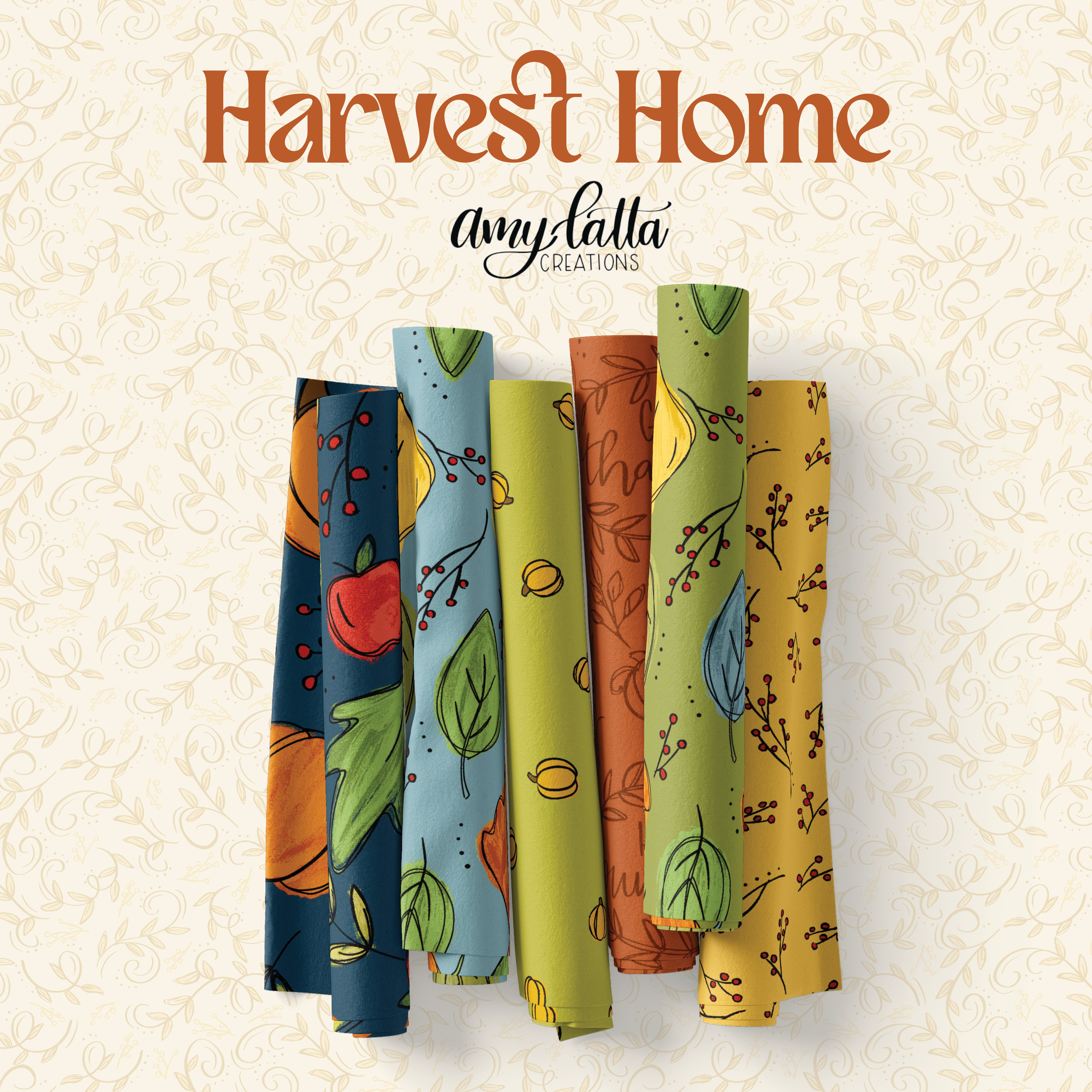 Harvest Home | Swirling Leaves - Tan by Amy Latta for Andover Fabrics | A-10114-Y