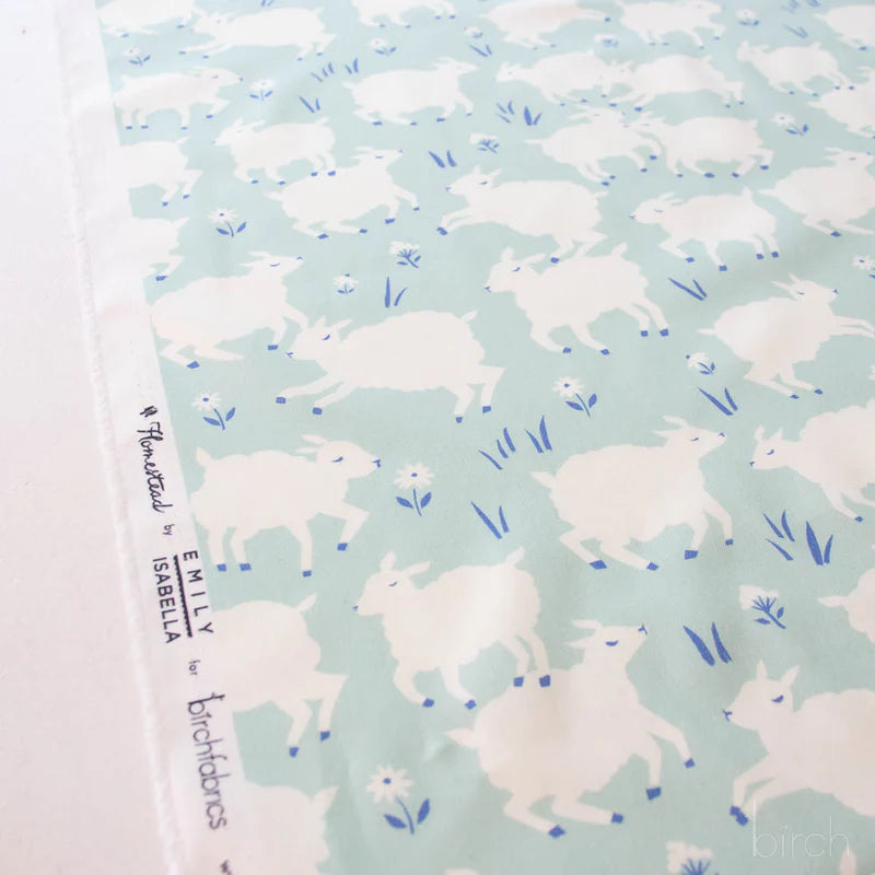 Homestead | Little Lamb - Mint by Emily Isabella for Birch Fabrics | EI-34-MINT | 100% Organic Cotton