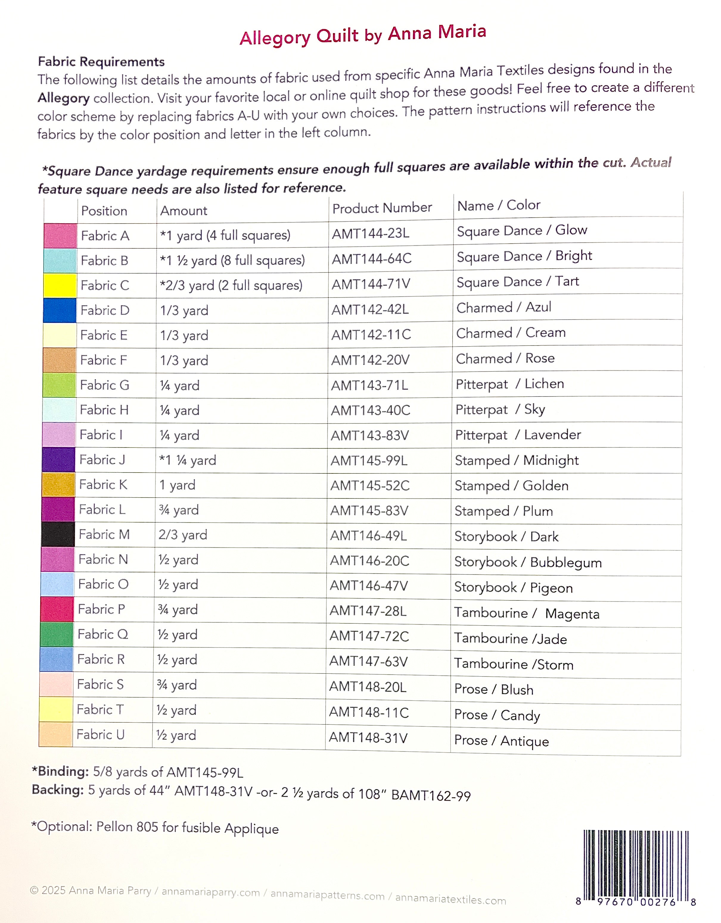 Allegory Quilt Pattern by Anna Maria Parry | 62” x 77.5”