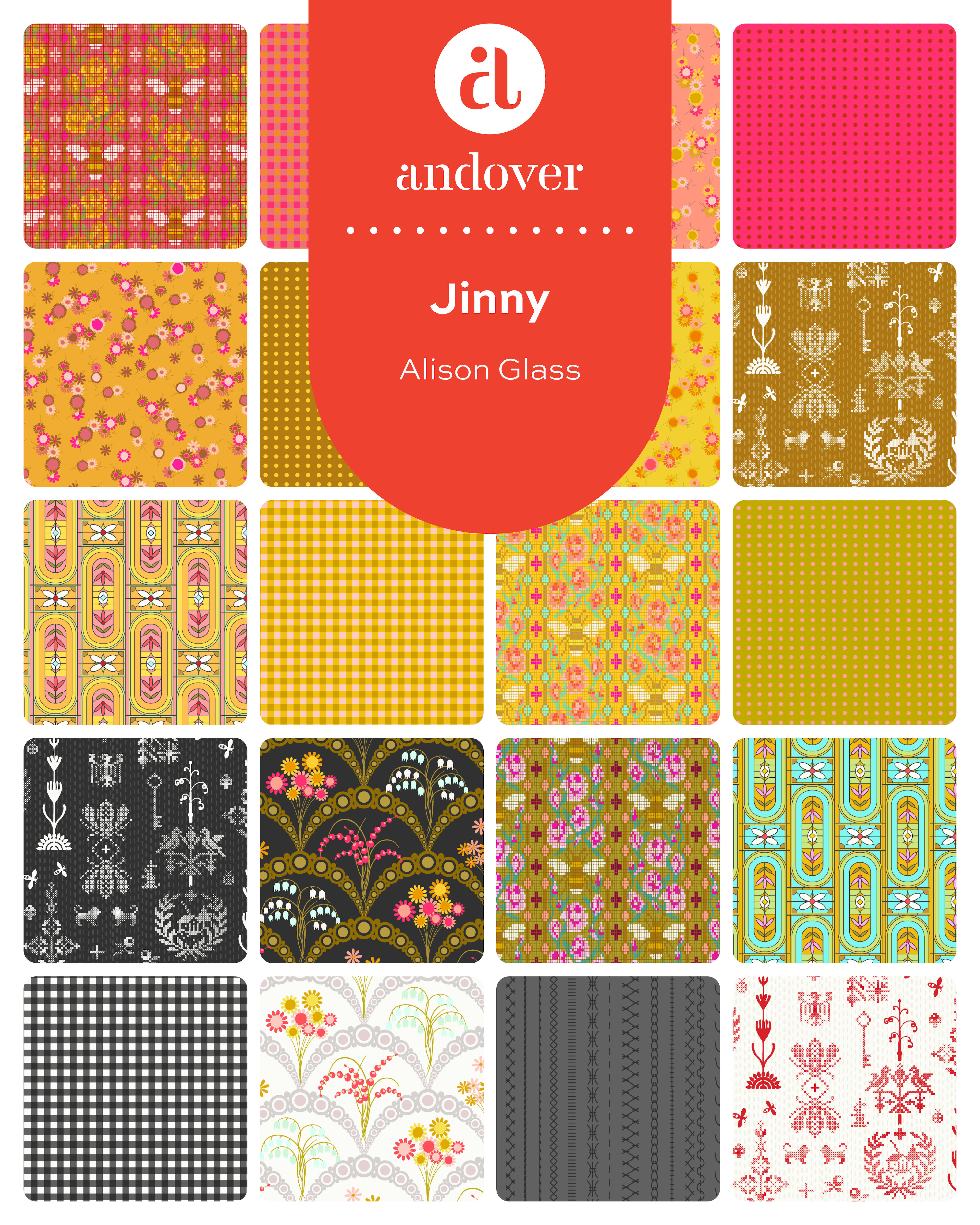 Jinny | 5" Charm Pack by Alison Glass for Andover Fabrics | 42 pcs | 100% Cotton