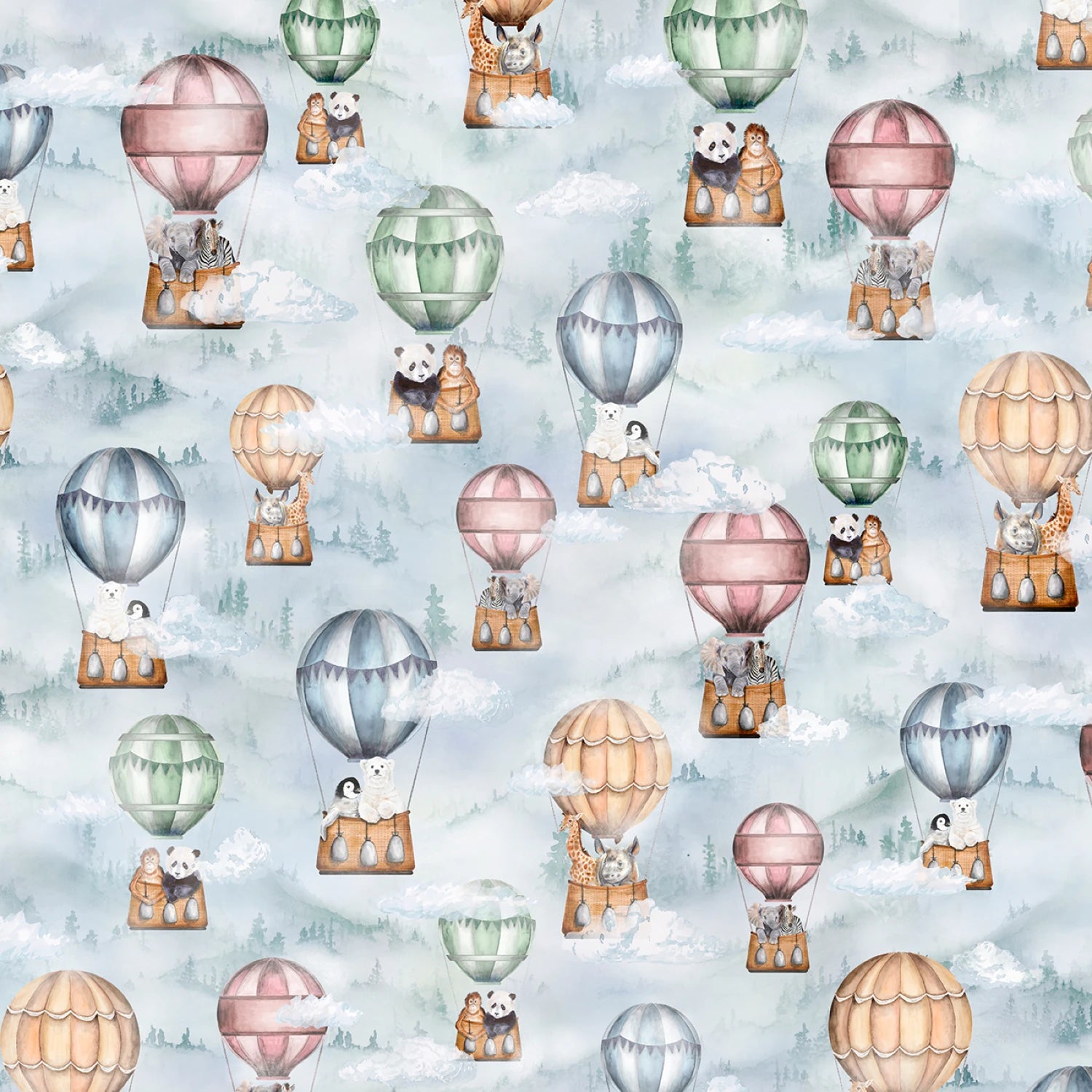 Let's Go on an Adventure | Hot Air Balloon Allover by Brett Blumenthal for P&B Textiles | LGOA5934-BG