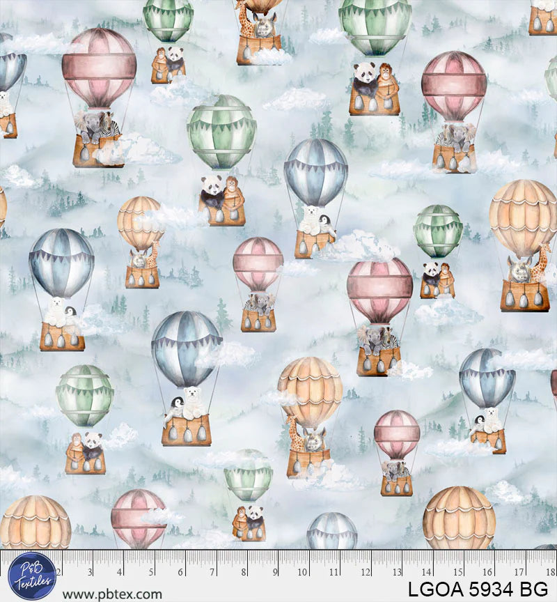 Let's Go on an Adventure | Hot Air Balloon Allover by Brett Blumenthal for P&B Textiles | LGOA5934-BG