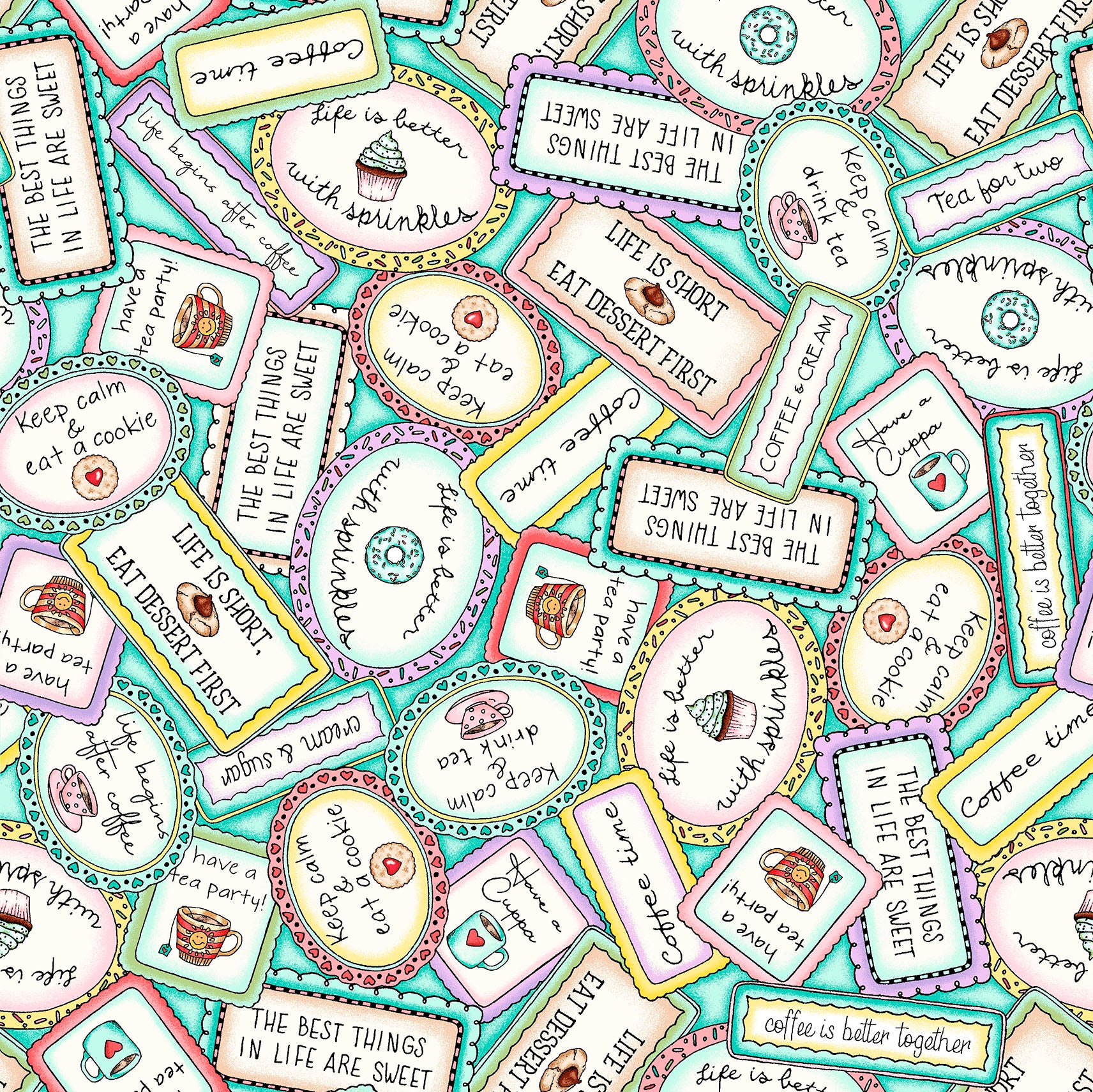 Dessert First | Sweet Phrases - Aqua by Kris Lammers for Maywood Studio | MAS11221-Q
