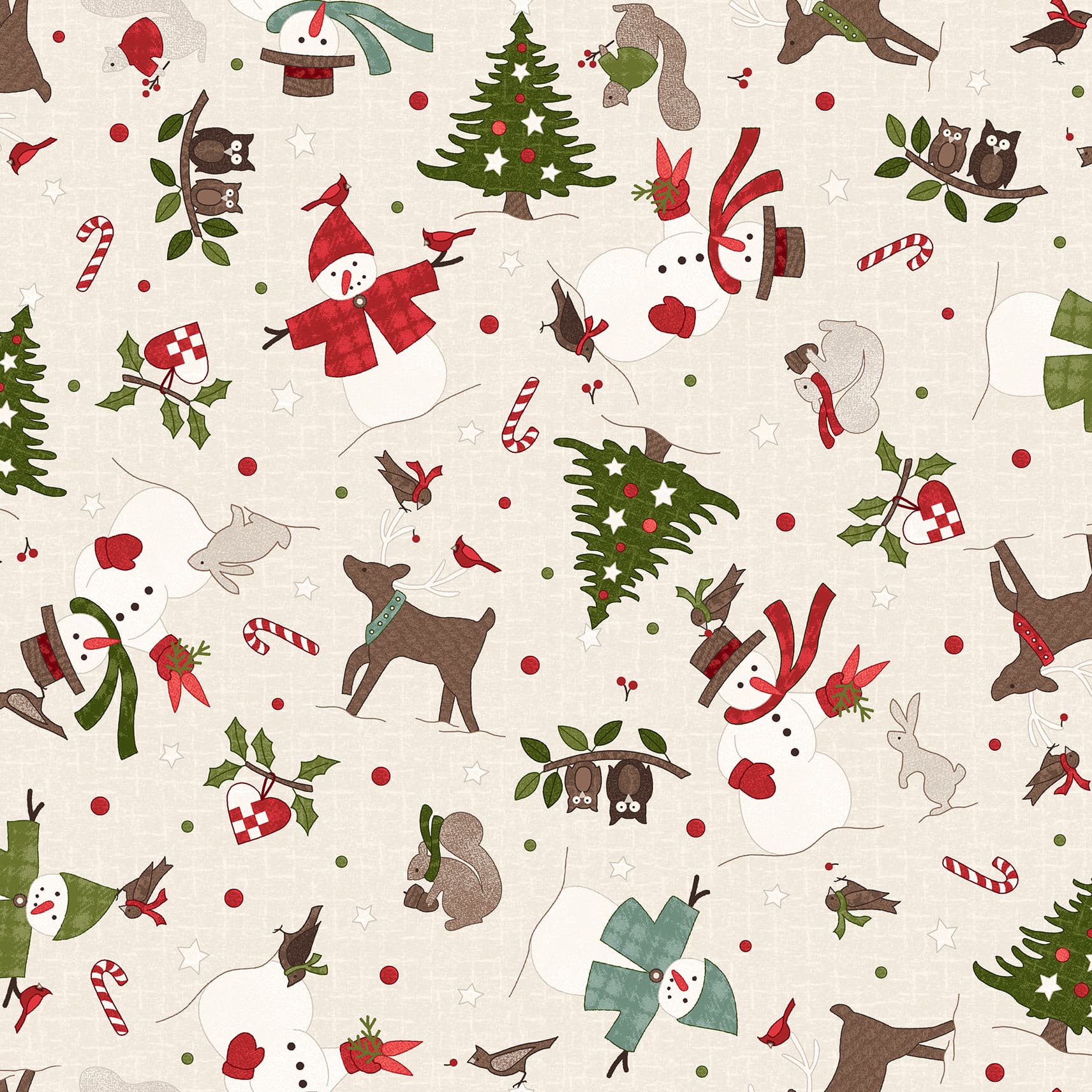 Snowtop Mountain Flannel | Christmas Toss - Cream by Bonnie Sullivan for Maywood Studio | MASF11162-E | 100% Cotton Flannel