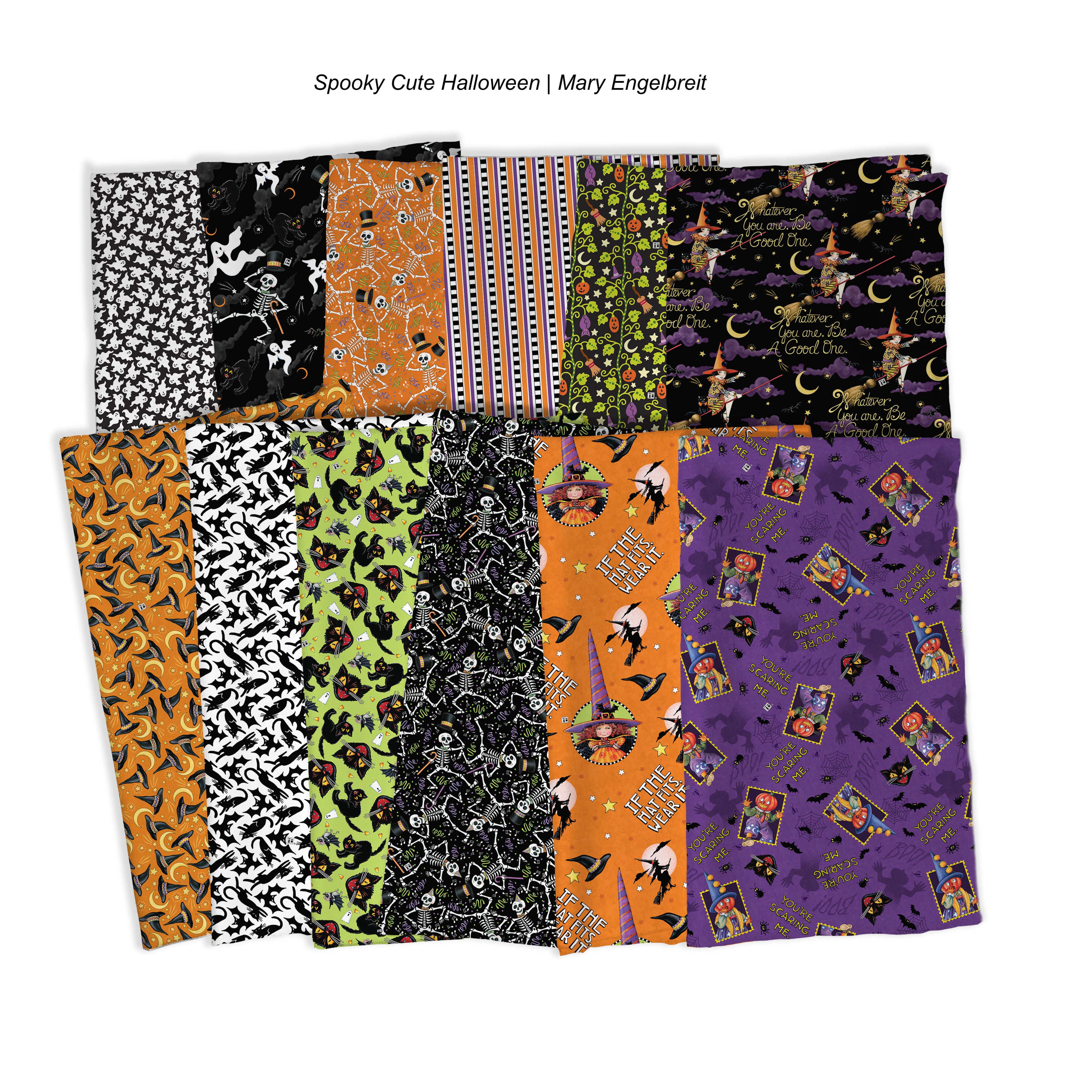 Spooky Cute Halloween | Cat Scatter - White by Mary Engelbreit for FreeSpirit | PWMY001.WHITE