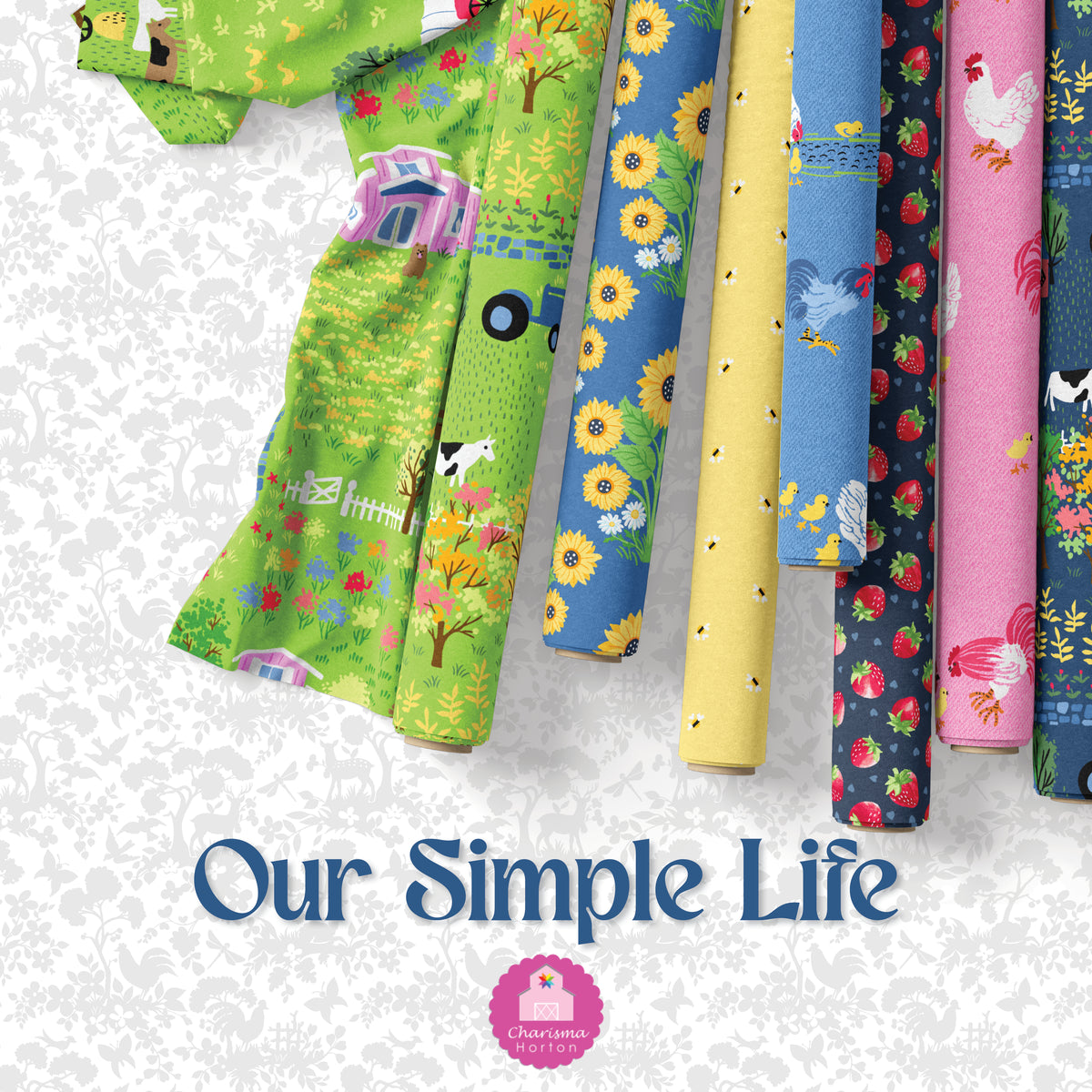 Our Simple Life | Little Chicks in a Row - Sky by Charisma Horton for Andover Fabrics | A-10395-B