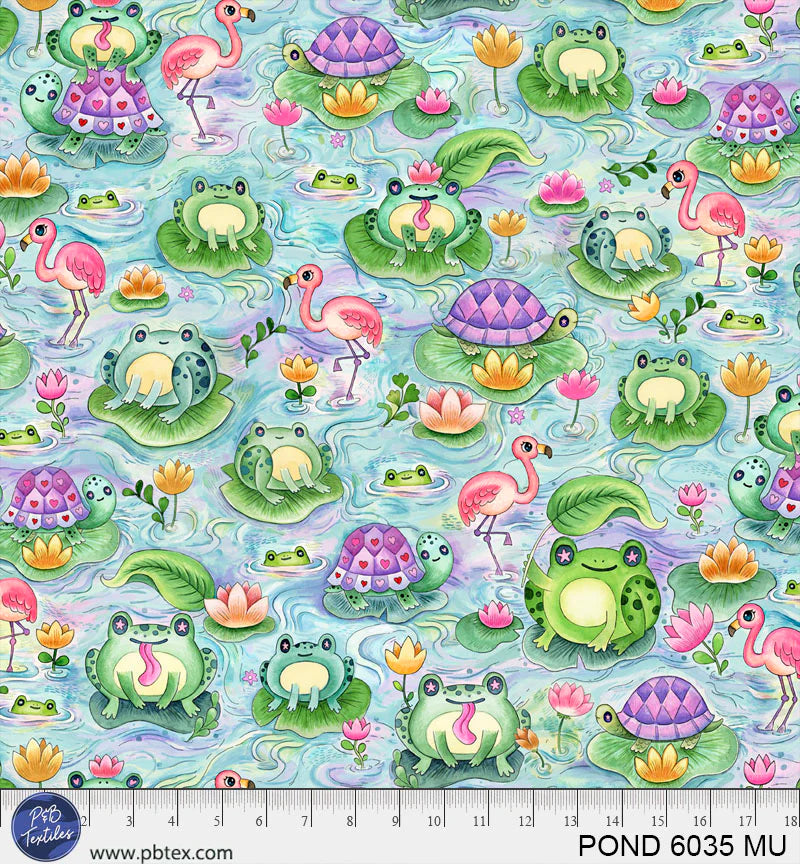 Pondside Pals | Pond Allover Multi by Jeremiah Ketner for P&B Textiles | POND6035-MU