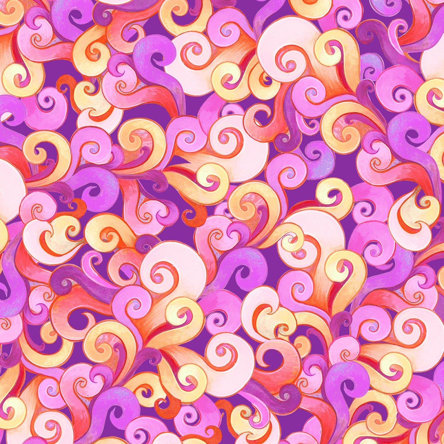 Pondside Pals | Swirly Allover Pink Multi by Jeremiah Ketner for P&B Textiles | POND6038-PMU