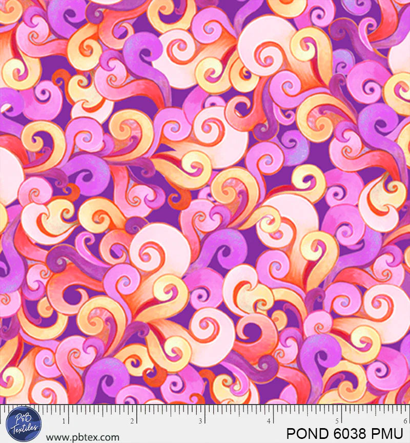 Pondside Pals | Swirly Allover Pink Multi by Jeremiah Ketner for P&B Textiles | POND6038-PMU