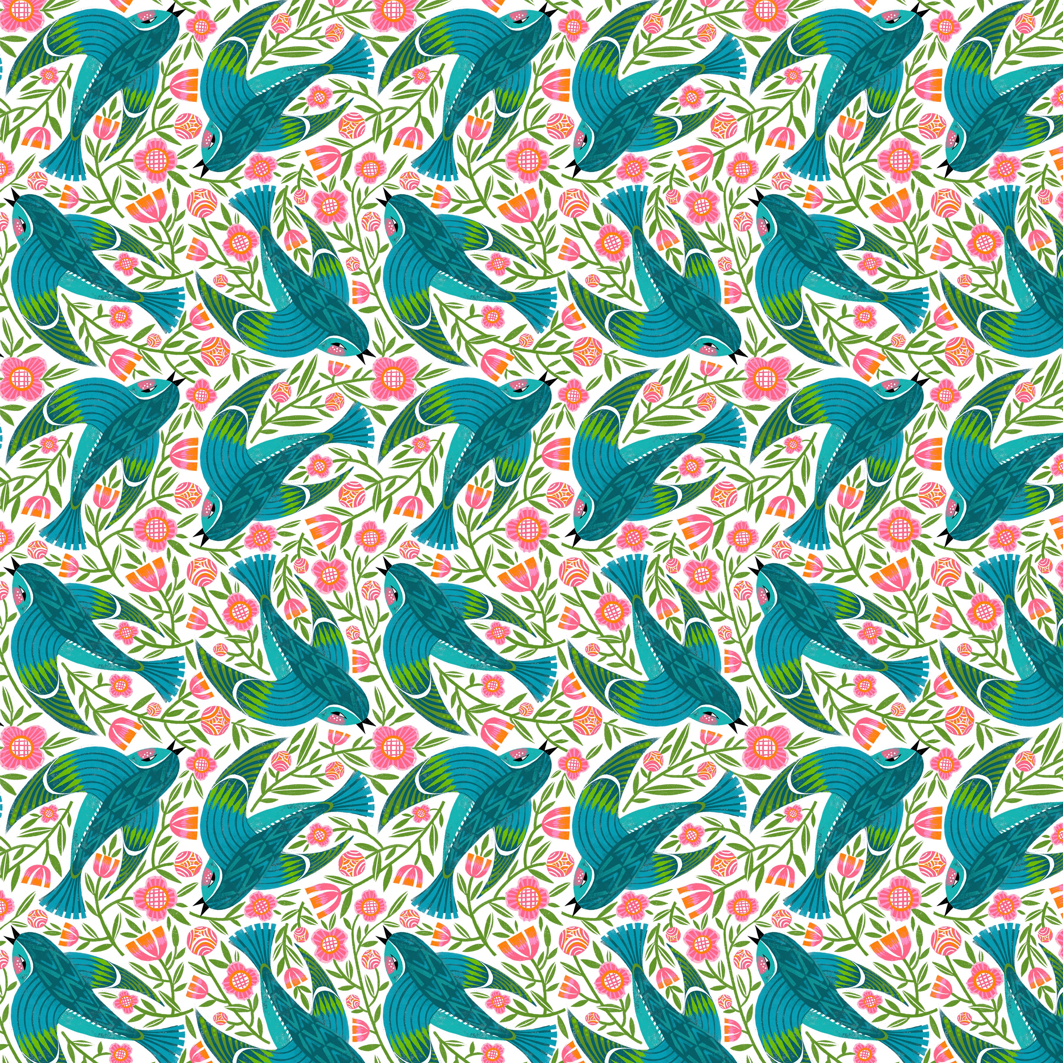 What the Birds Said | Blue Birdy - White by Cori Dantini for FreeSpirit | PWCD153.XWHITE