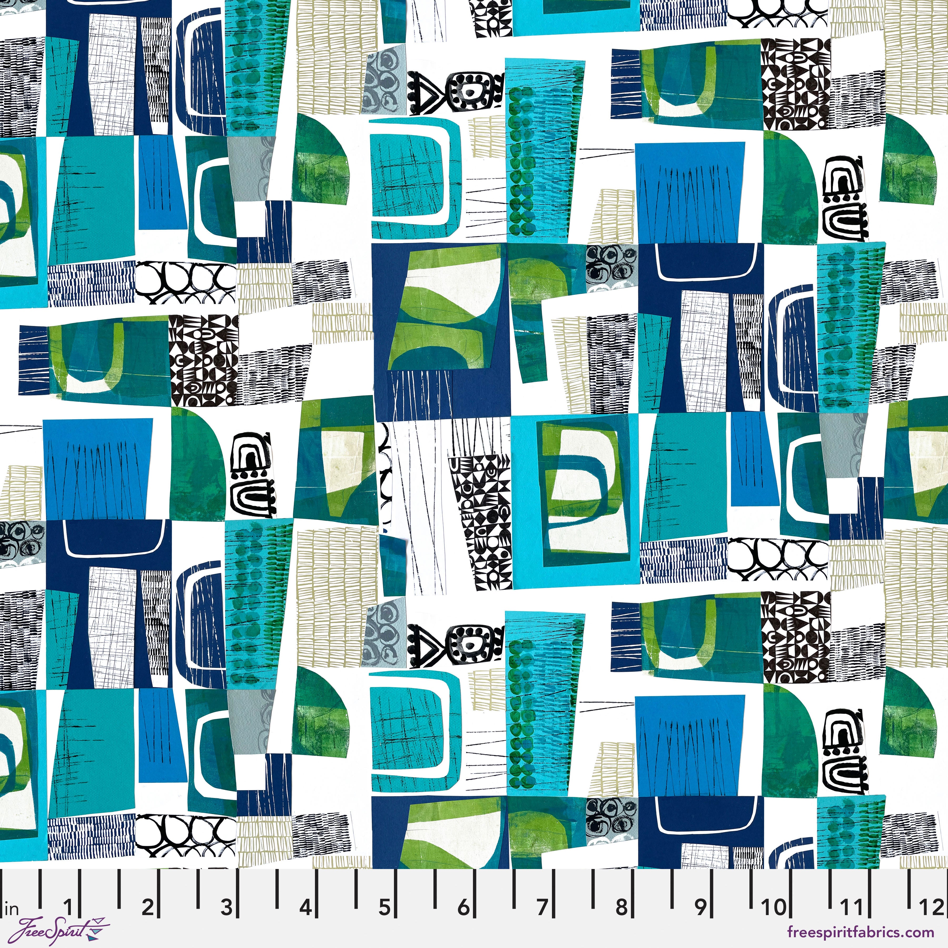 Flying South | Collage - Sea Blue by Clare Youngs for FreeSpirit | PWCY001.MIDNIGHT