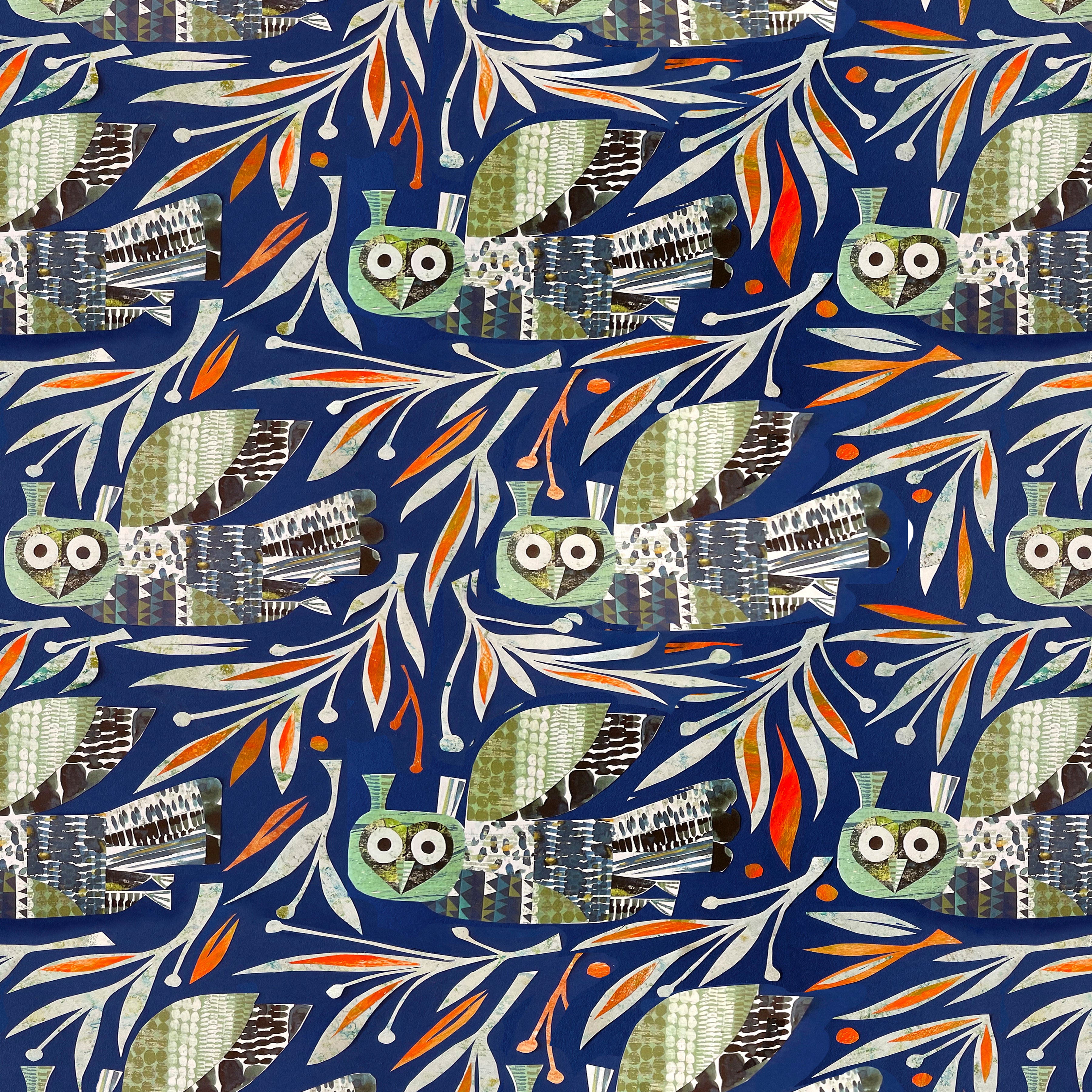 Flying South | Winter Owl - Dark Blue by Clare Youngs for FreeSpirit | PWCY010.DARKBLUE