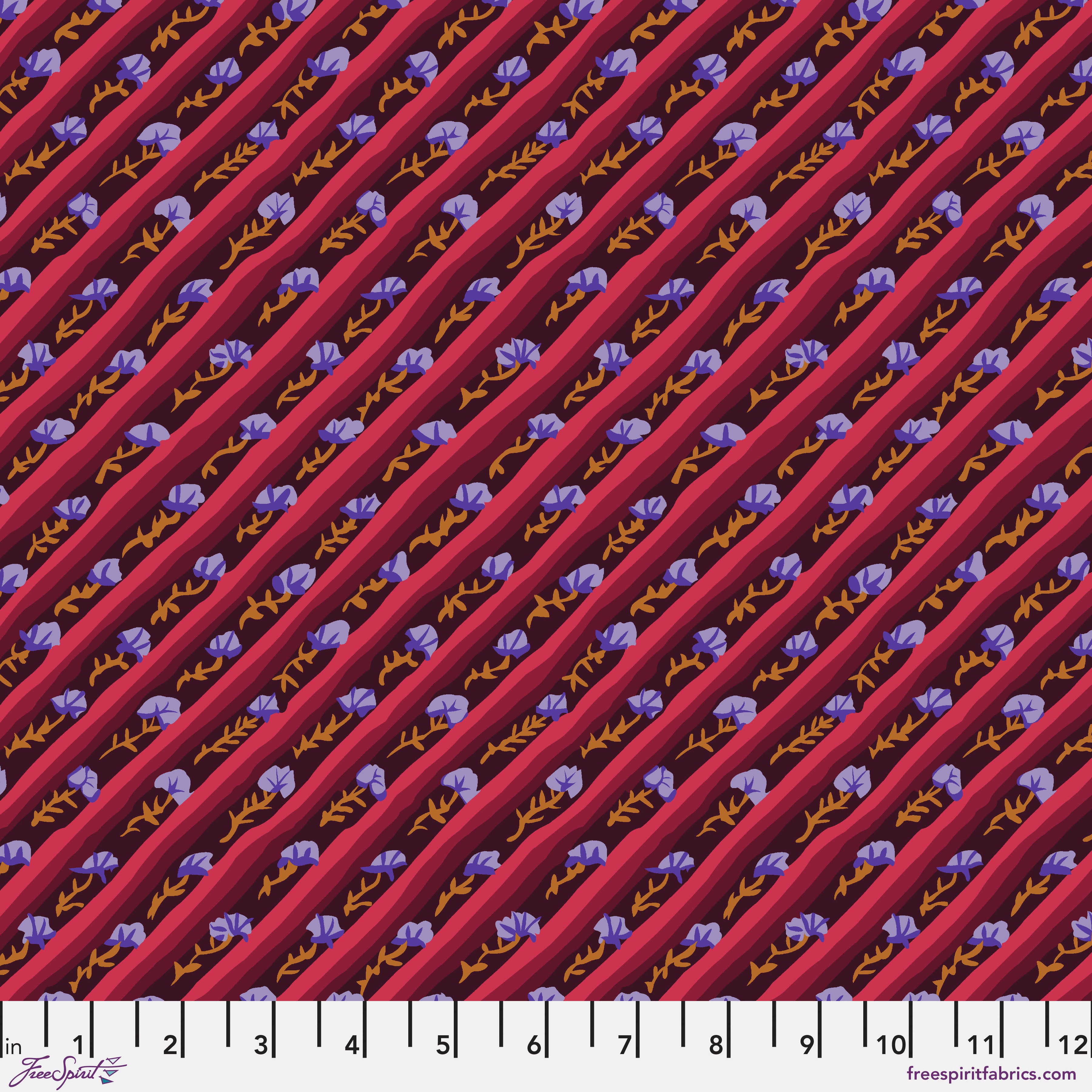 Kaffe: From the Archives | Diagonal Poppy - Aubergine by Kaffe Fassett Collective for FreeSpirit | PWGP024.AUBERGINE