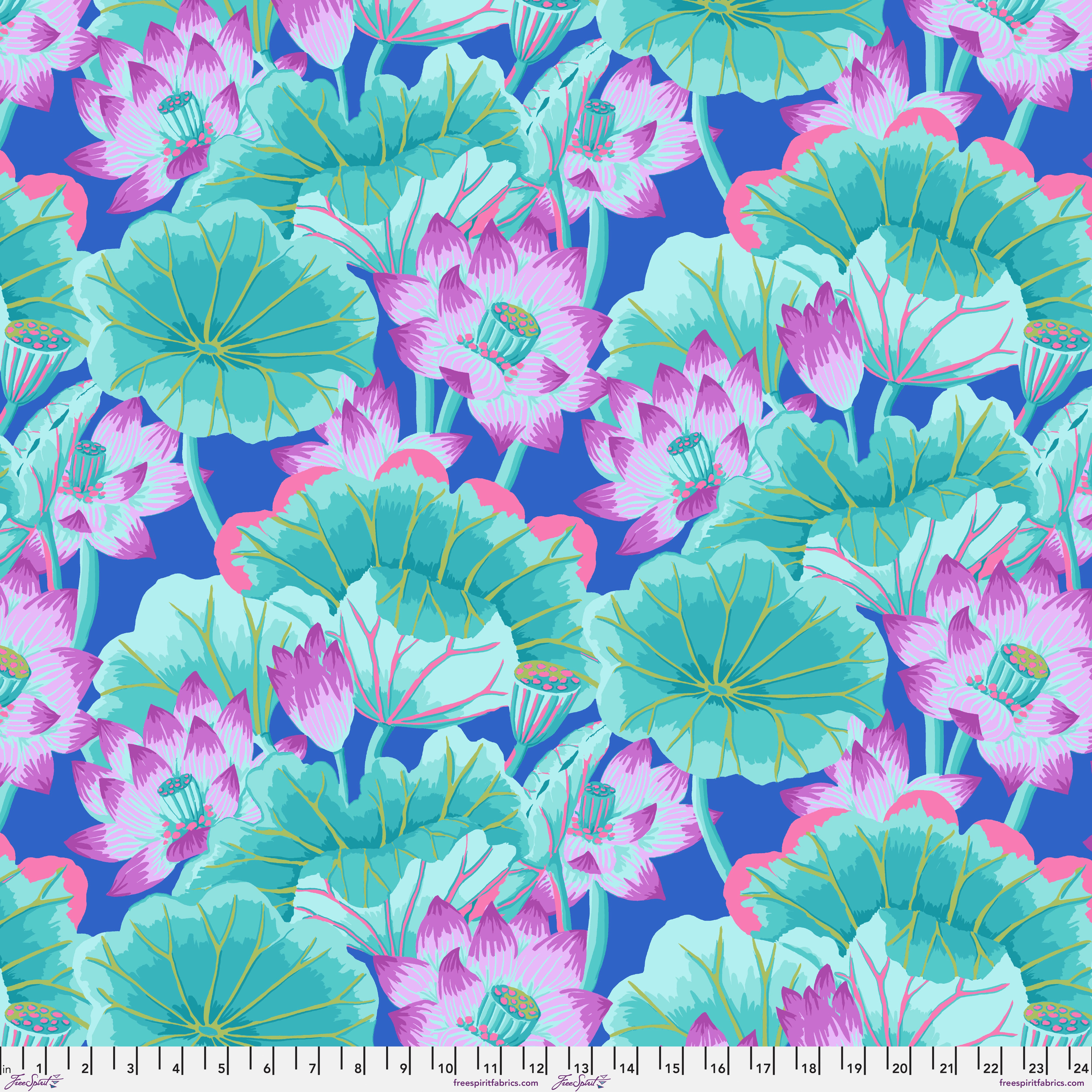 August 2025 | Lake Blossoms - Turquoise by Kaffe Fassett Collective for FreeSpirit | PWGP093.TURQUOISE