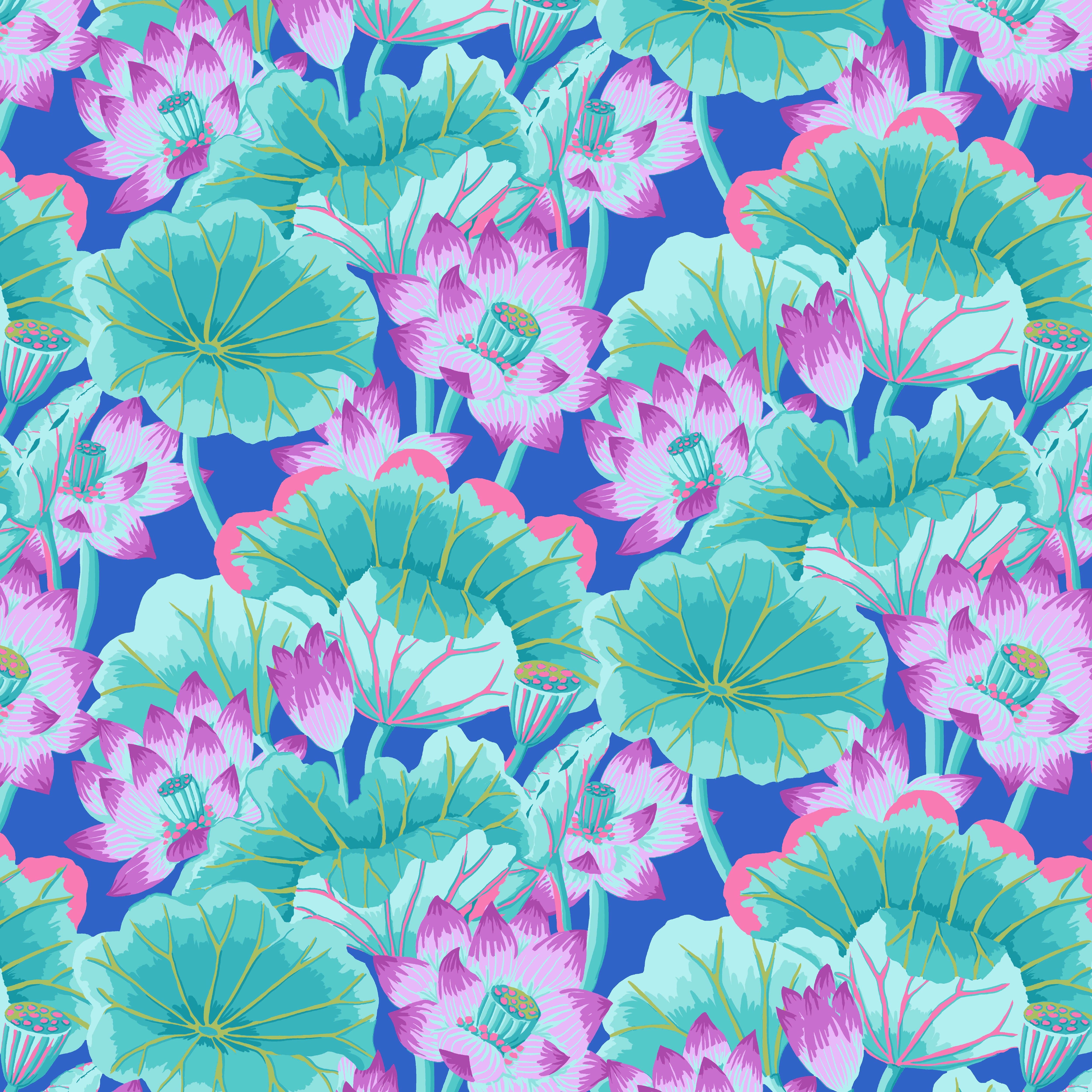 August 2025 | Lake Blossoms - Turquoise by Kaffe Fassett Collective for FreeSpirit | PWGP093.TURQUOISE