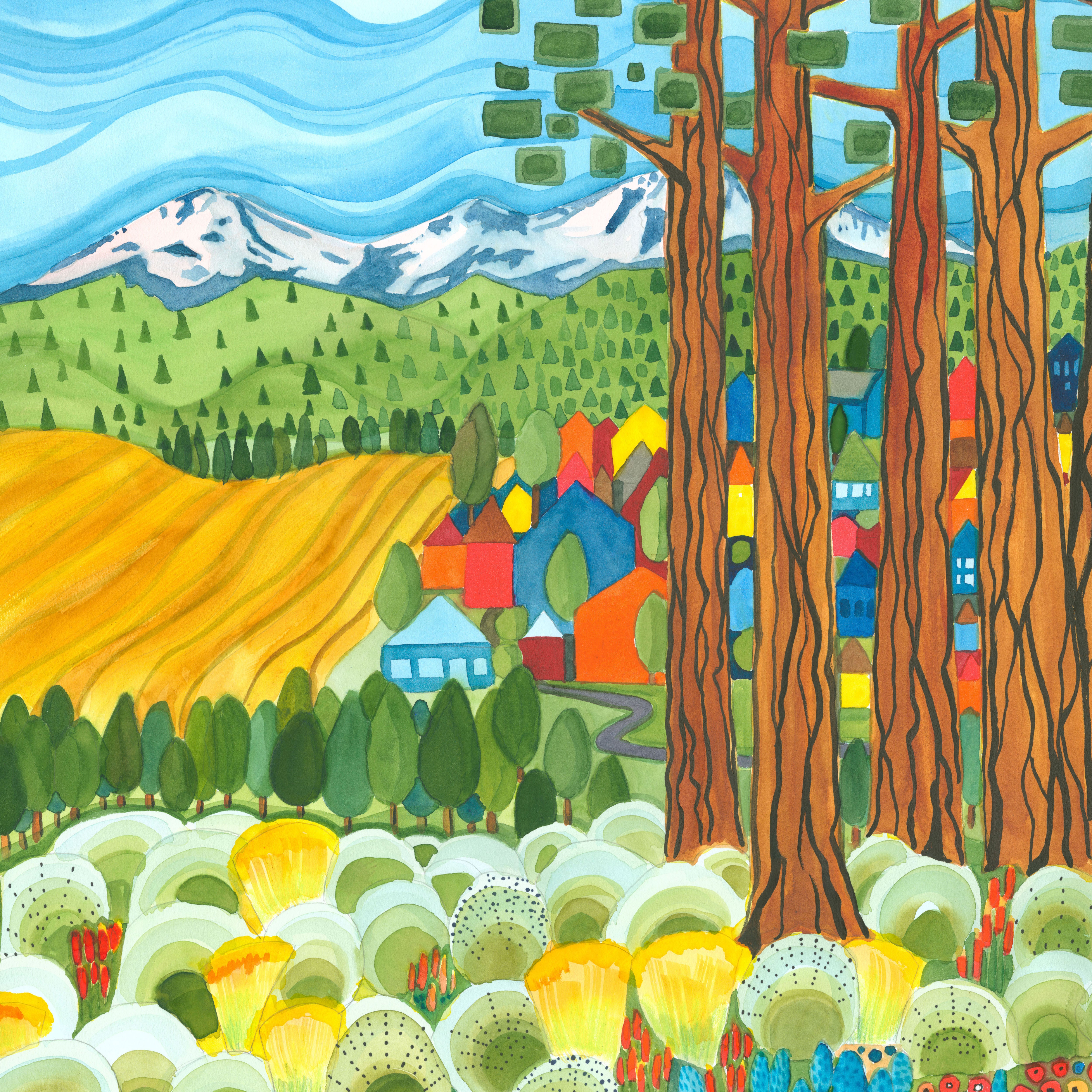 Sisters Mountain Meadow | Pine Meadow - Panel by Kathy Deggendorfer | PWKD001.PANEL