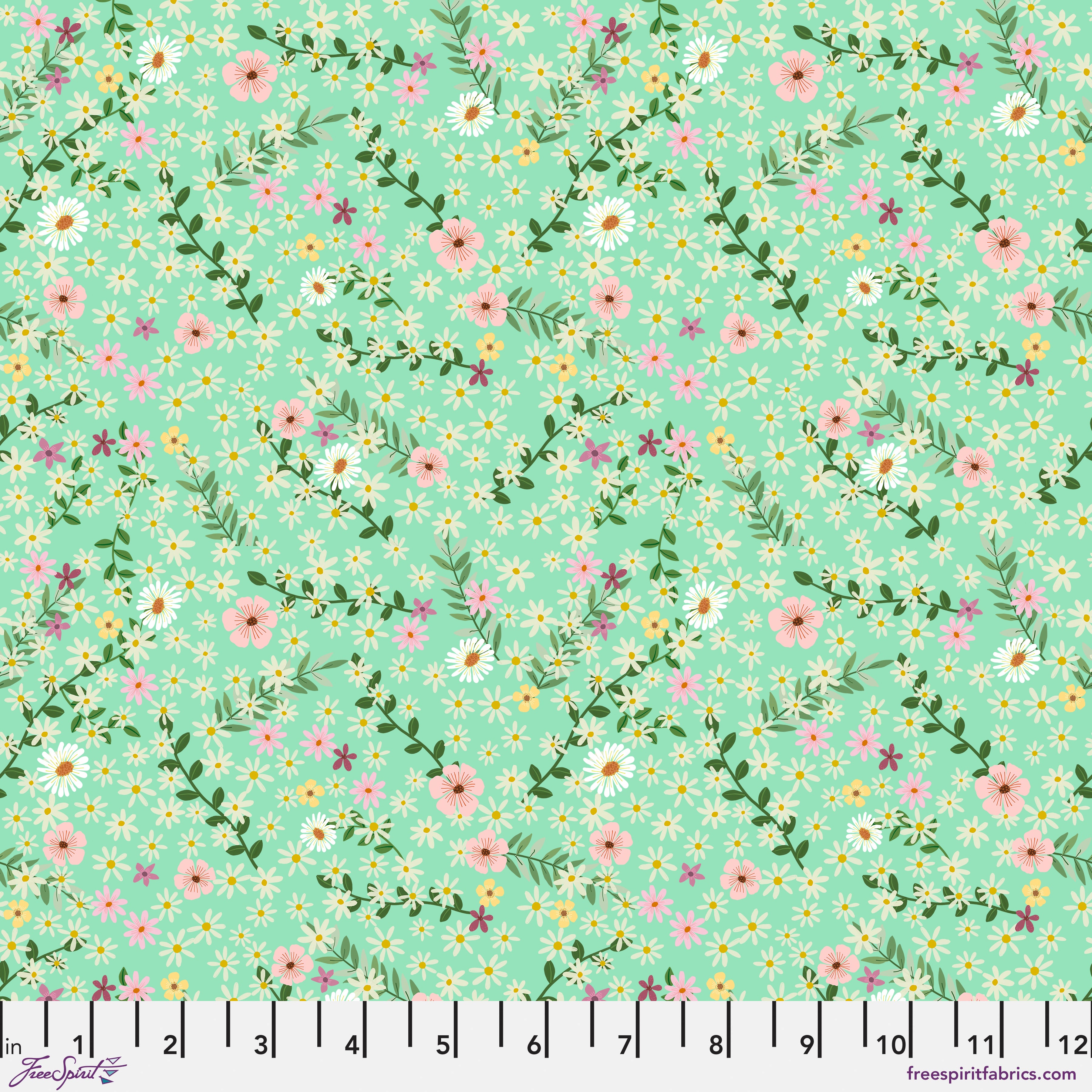 Floral Fiesta | Happy Petals - Mint by Mia Charro for FreeSpirit | PWMC106.XMINT
