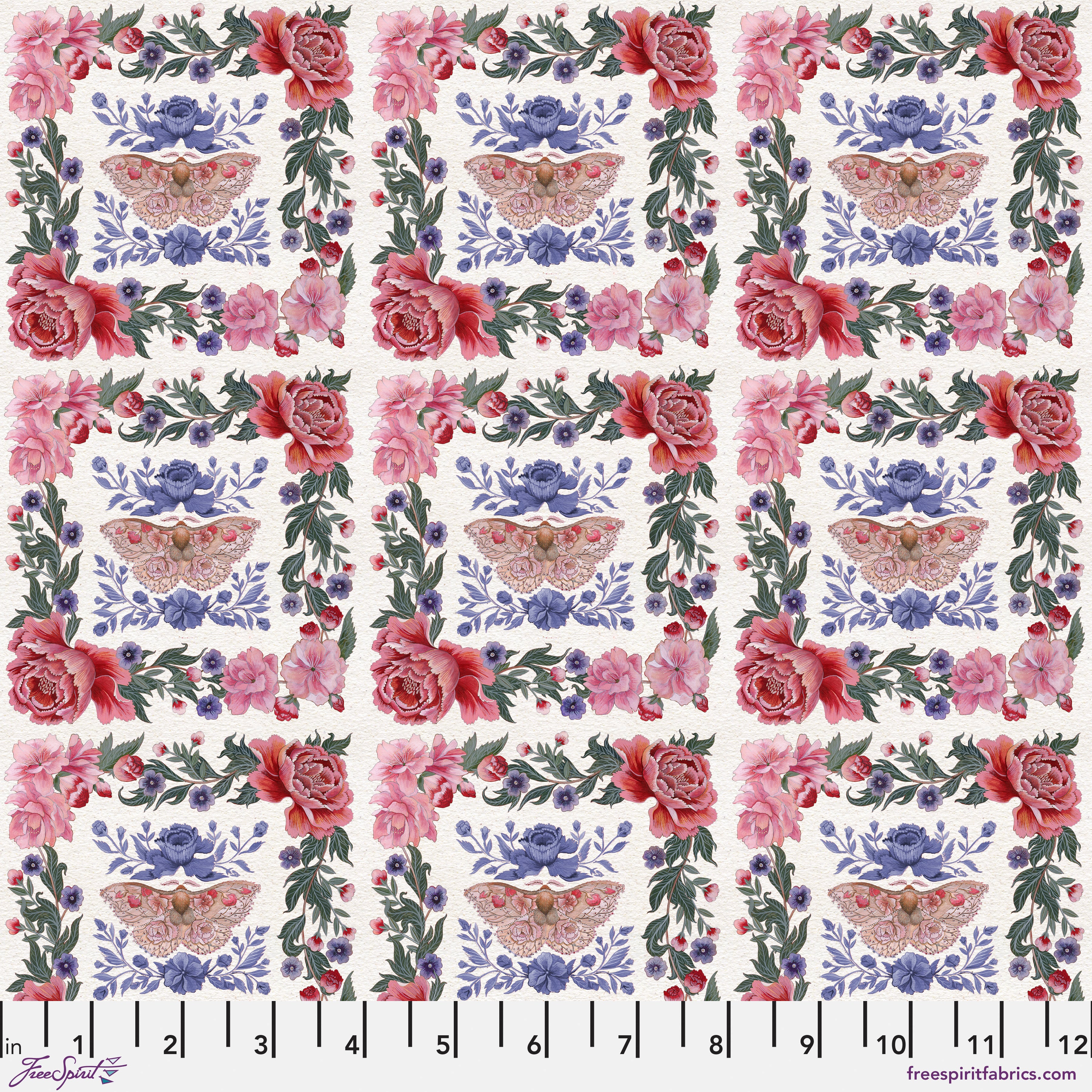 Nocturnal Creatures | Silk Moth - White by Maria Matos for FreeSpirit Fabrics | PWMM005.WHITE