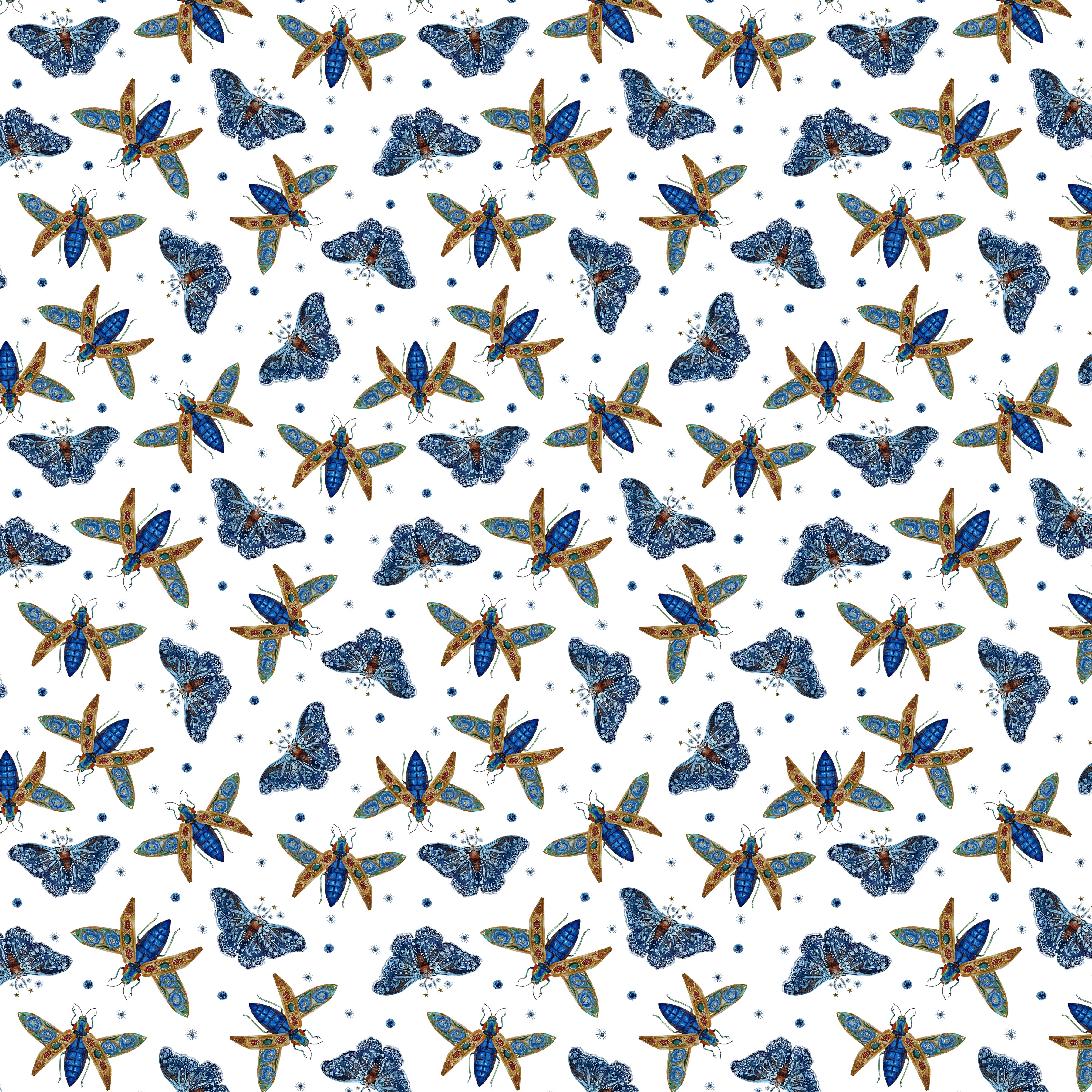Nocturnal Creatures | Flying Wonders - Blue by Maria Matos for FreeSpirit Fabrics | PWMM011.BLUE