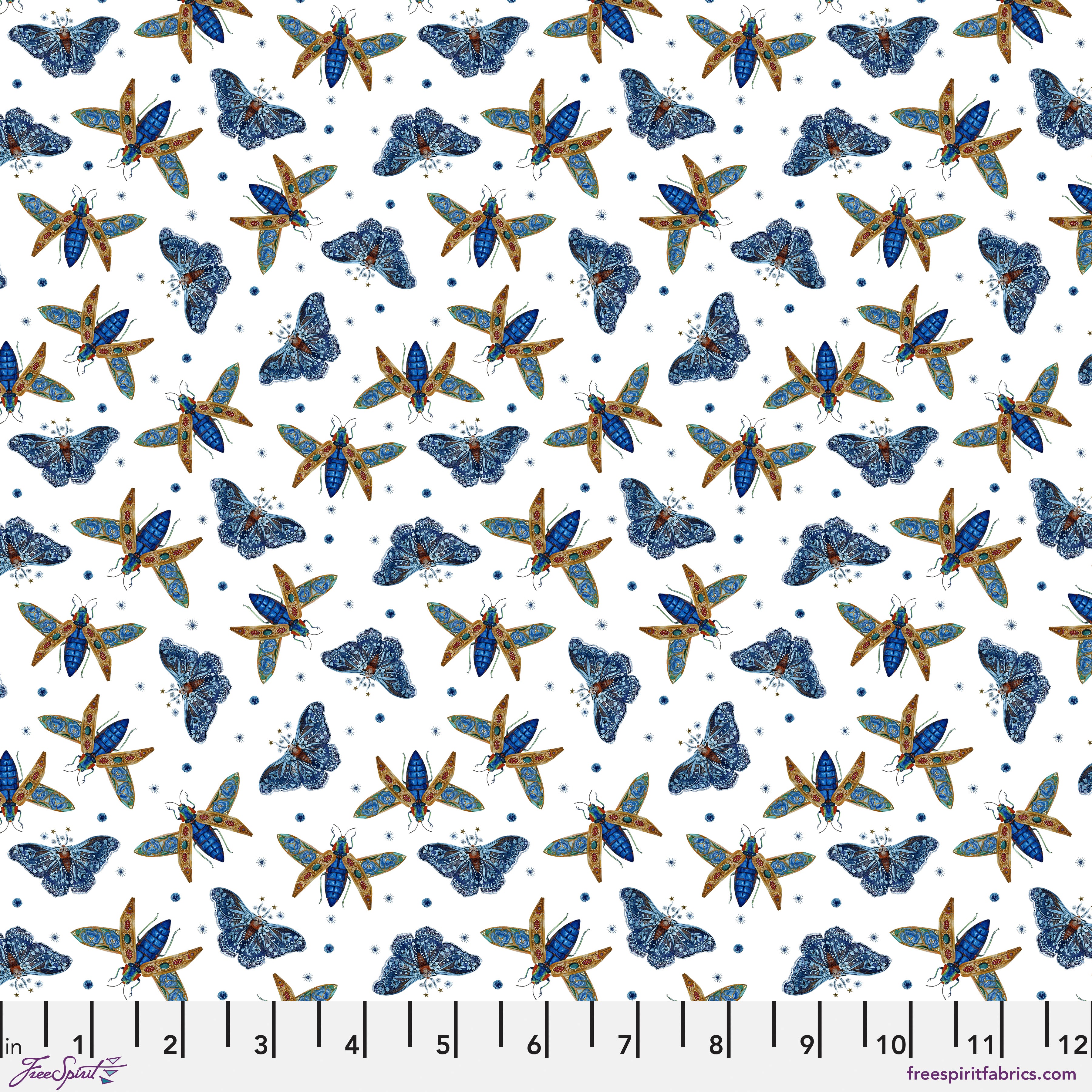 Nocturnal Creatures | Flying Wonders - Blue by Maria Matos for FreeSpirit Fabrics | PWMM011.BLUE