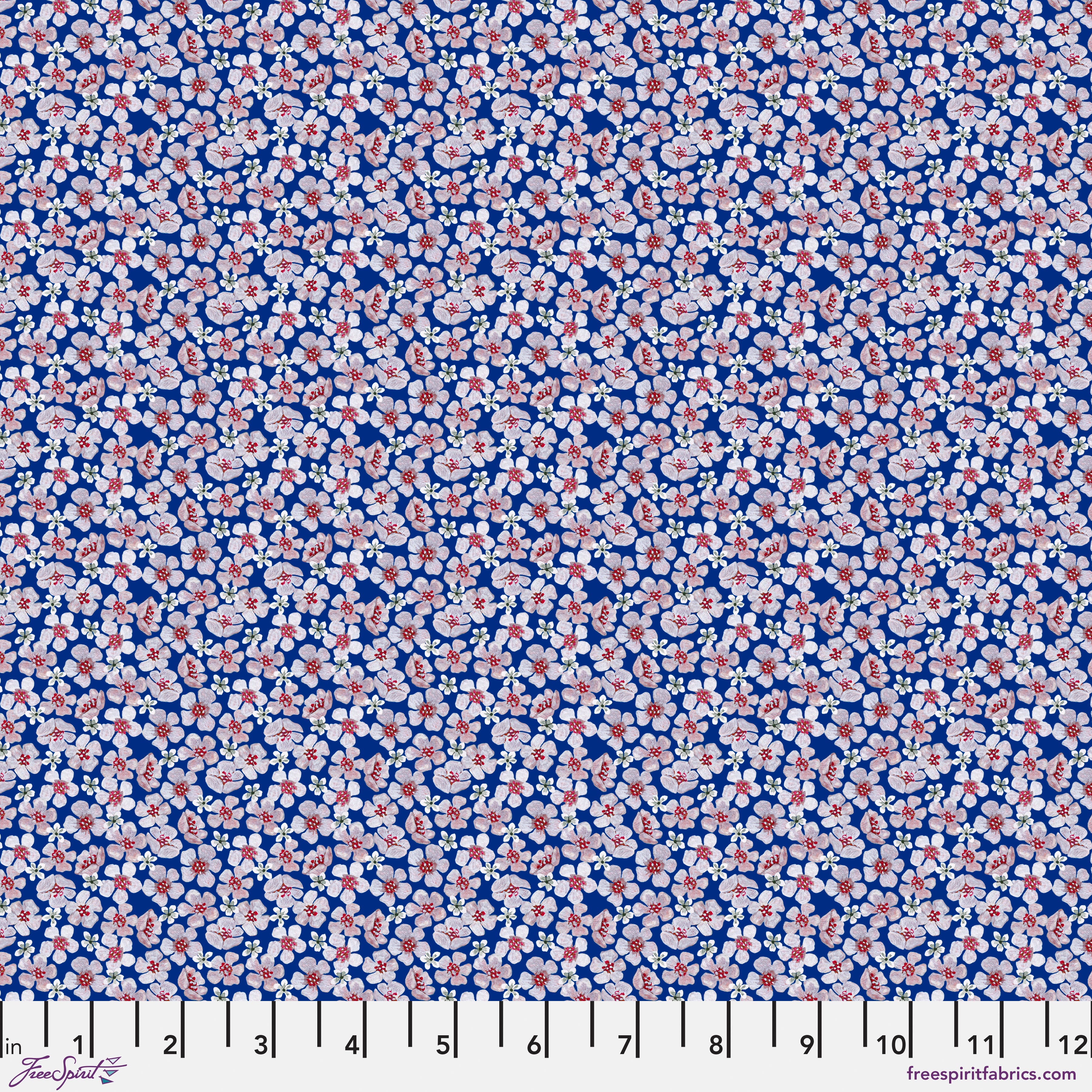 Nocturnal Creatures | Cherry Blossoms - Blue by Maria Matos for FreeSpirit Fabrics | PWMM012.BLUE