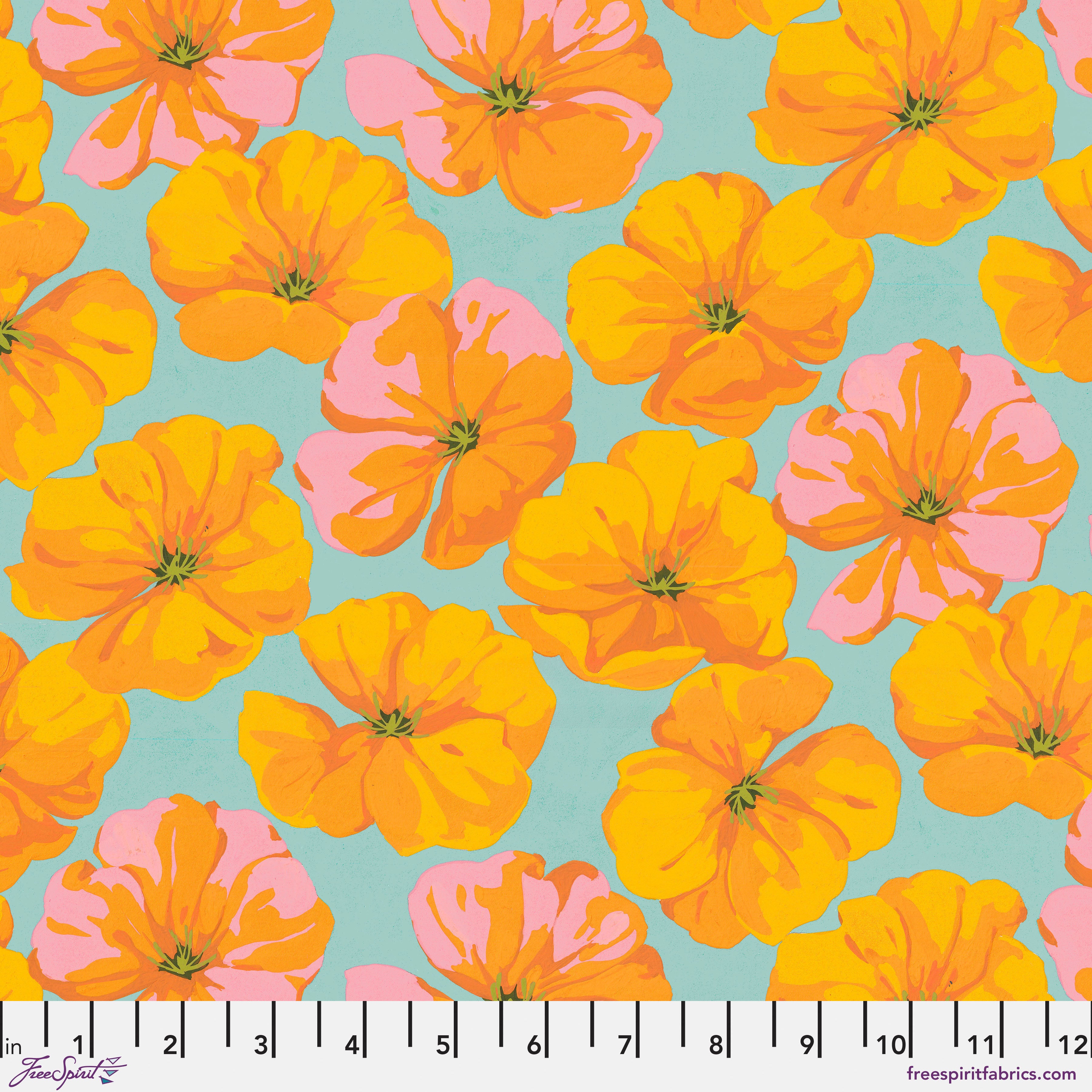 Nation of Flowers | California Poppy - Orange by Martha Negley for Free Spirit | PWMN047.ORANGE
