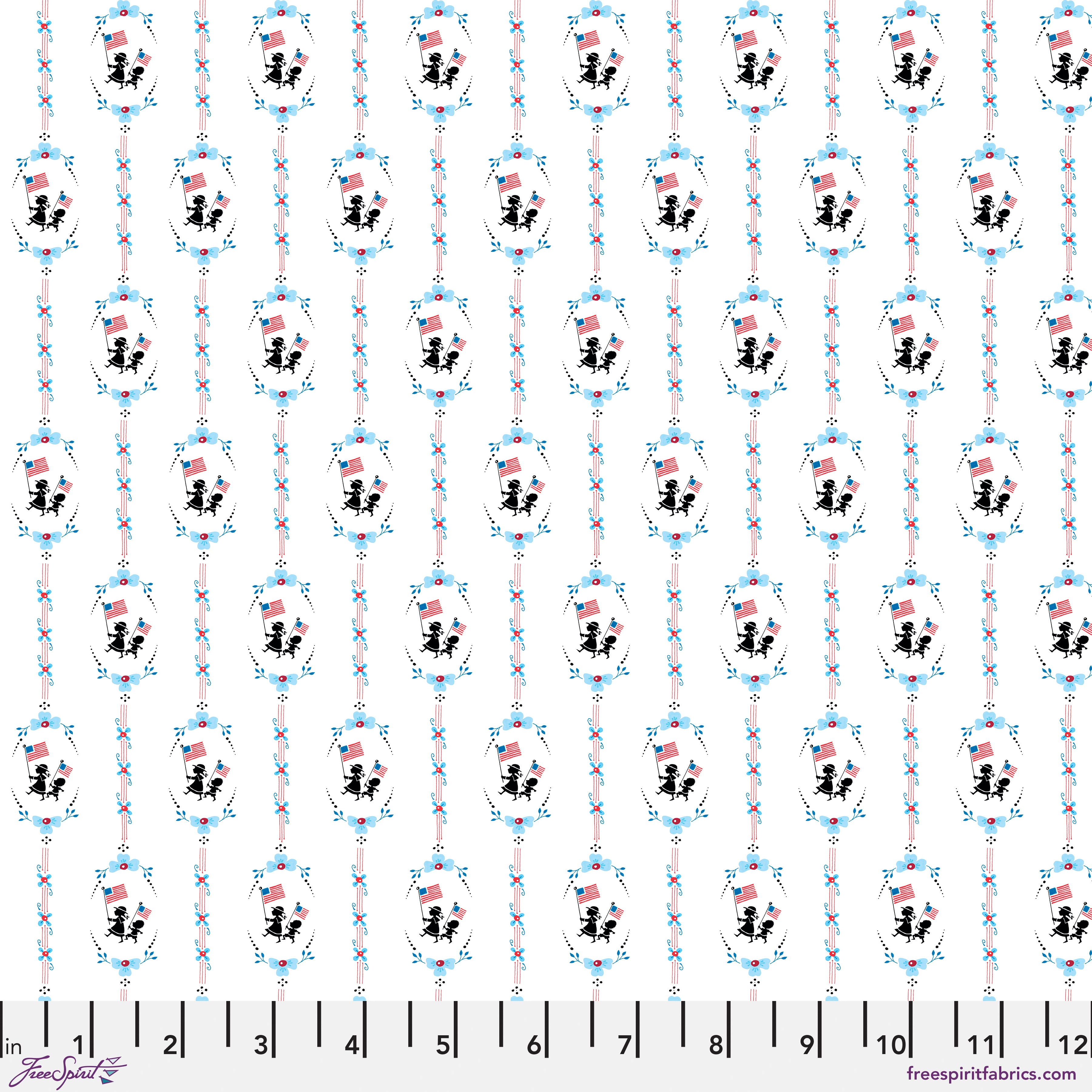 Happy Birthday, America | Children March On - White by Mary Engelbreit for FreeSpirit | PWMY024-WHITE