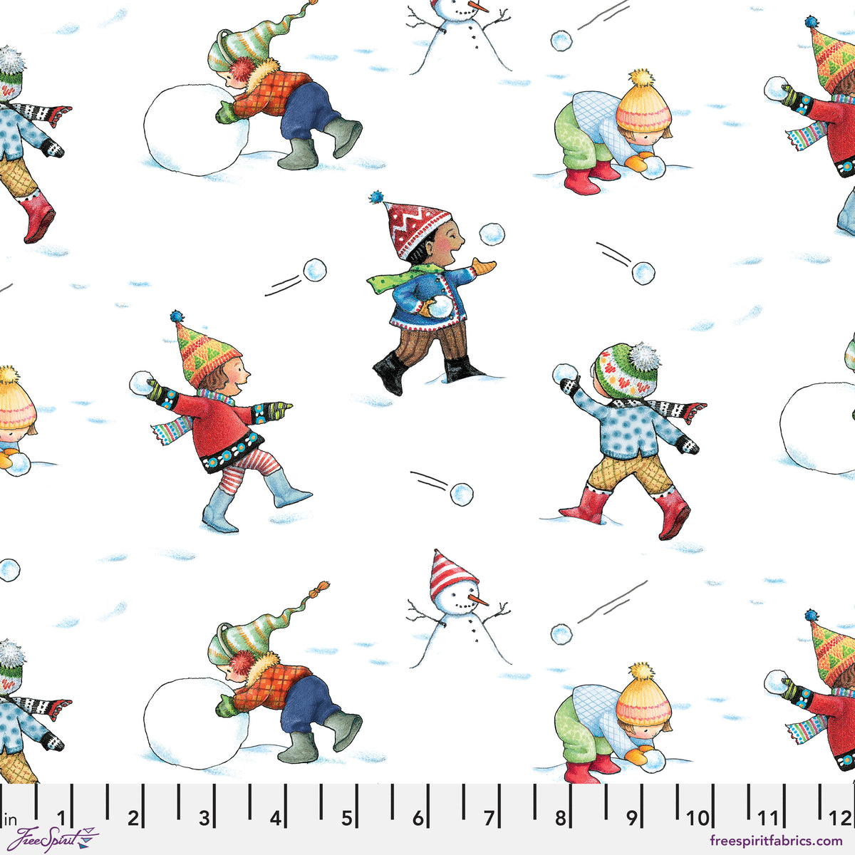 Snow Day | Snowball Fight - White by Mary Engelbreit for FreeSpirit | PWMY034.WHITE