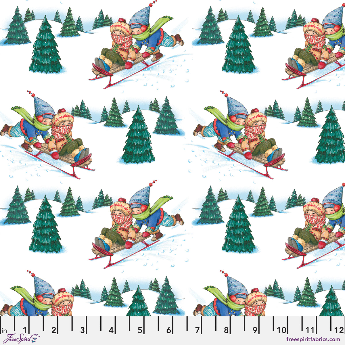 Snow Day | Sleddin' Spot - White by Mary Engelbreit for FreeSpirit | PWMY042.WHITE
