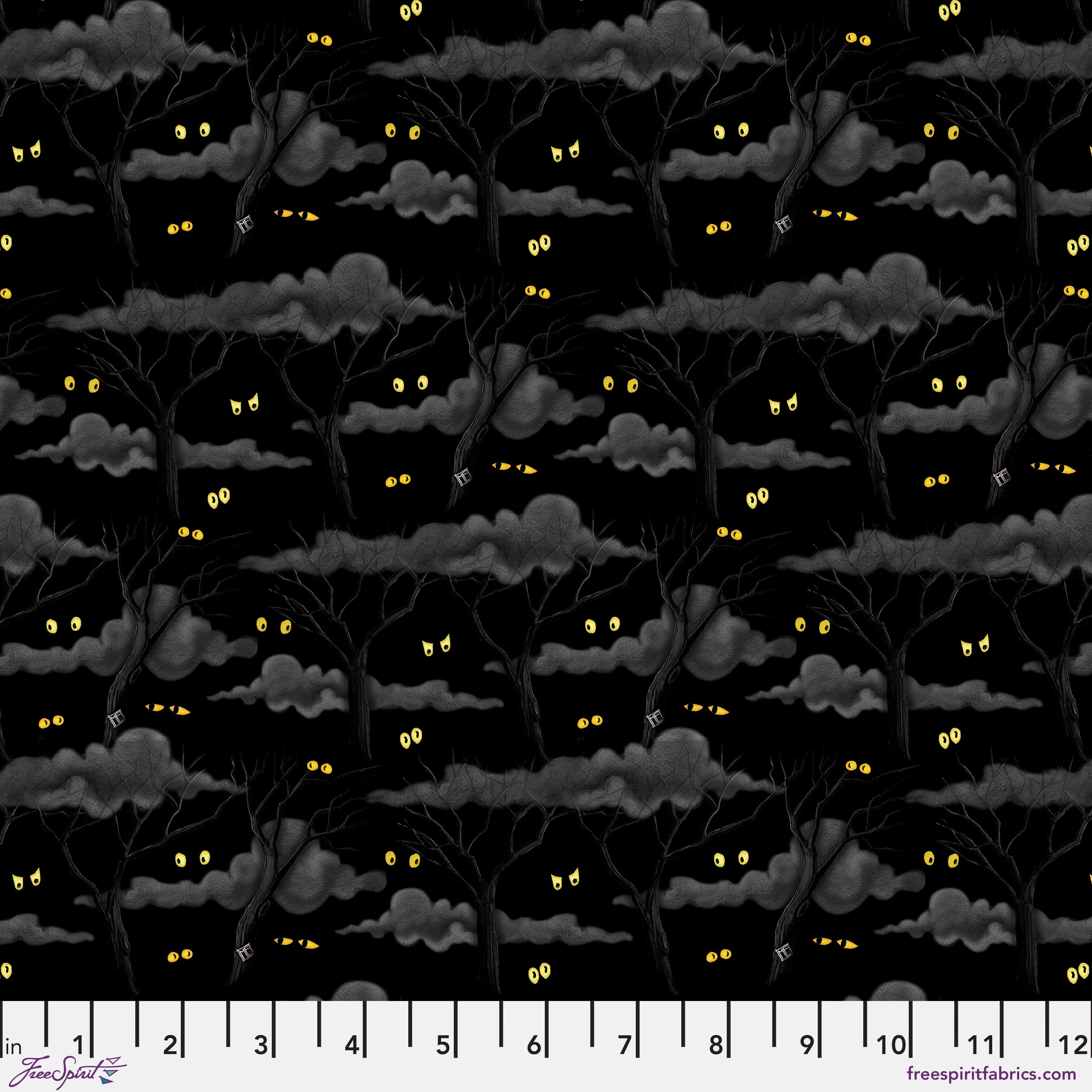 Moonlit Mischief | Eerie Night Forest - Black by Mary Engelbreit for FreeSpirit | PWMY049.BLACK