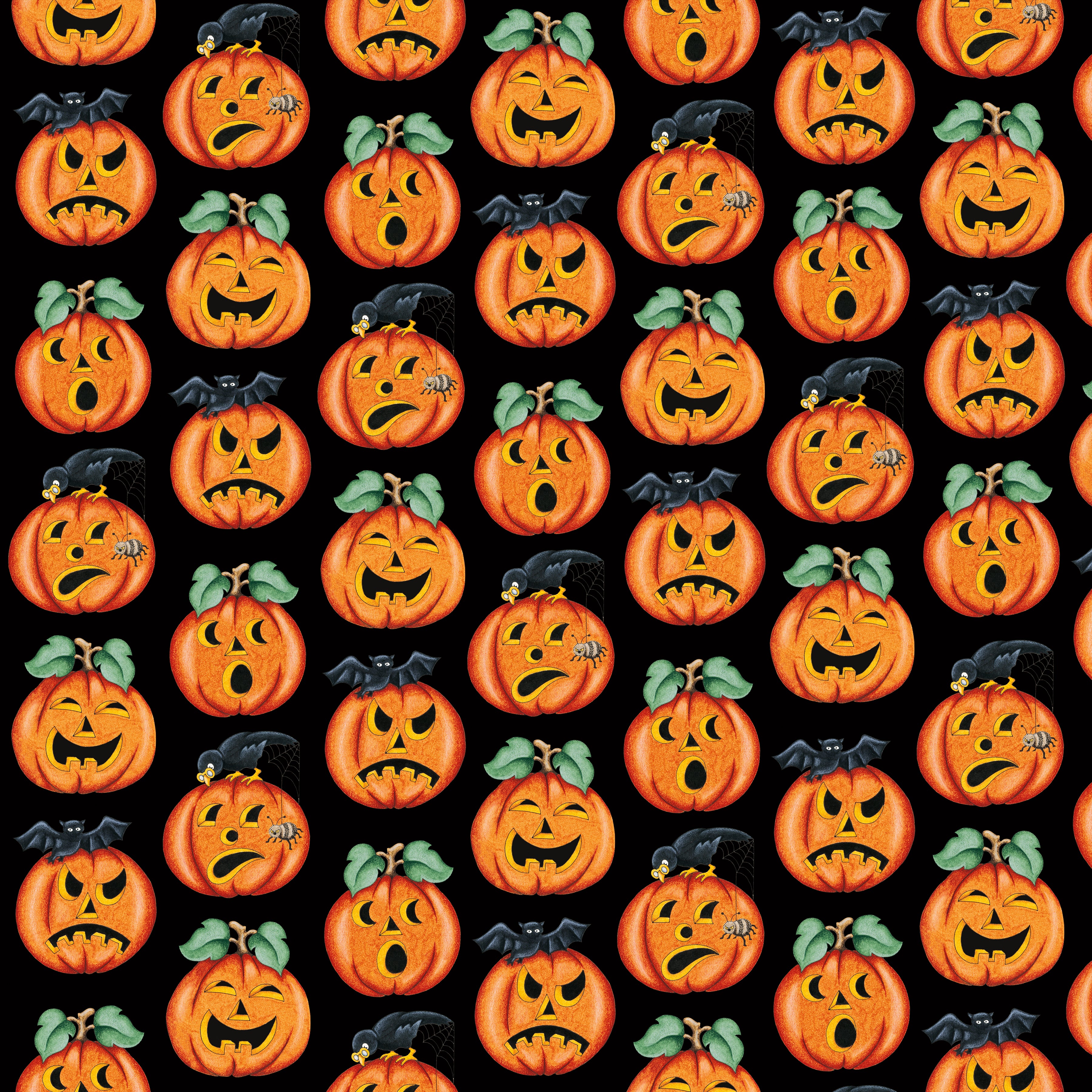 Moonlit Mischief | Jack-O-Lanterns - Black by Mary Engelbreit for FreeSpirit | PWMY050.BLACK