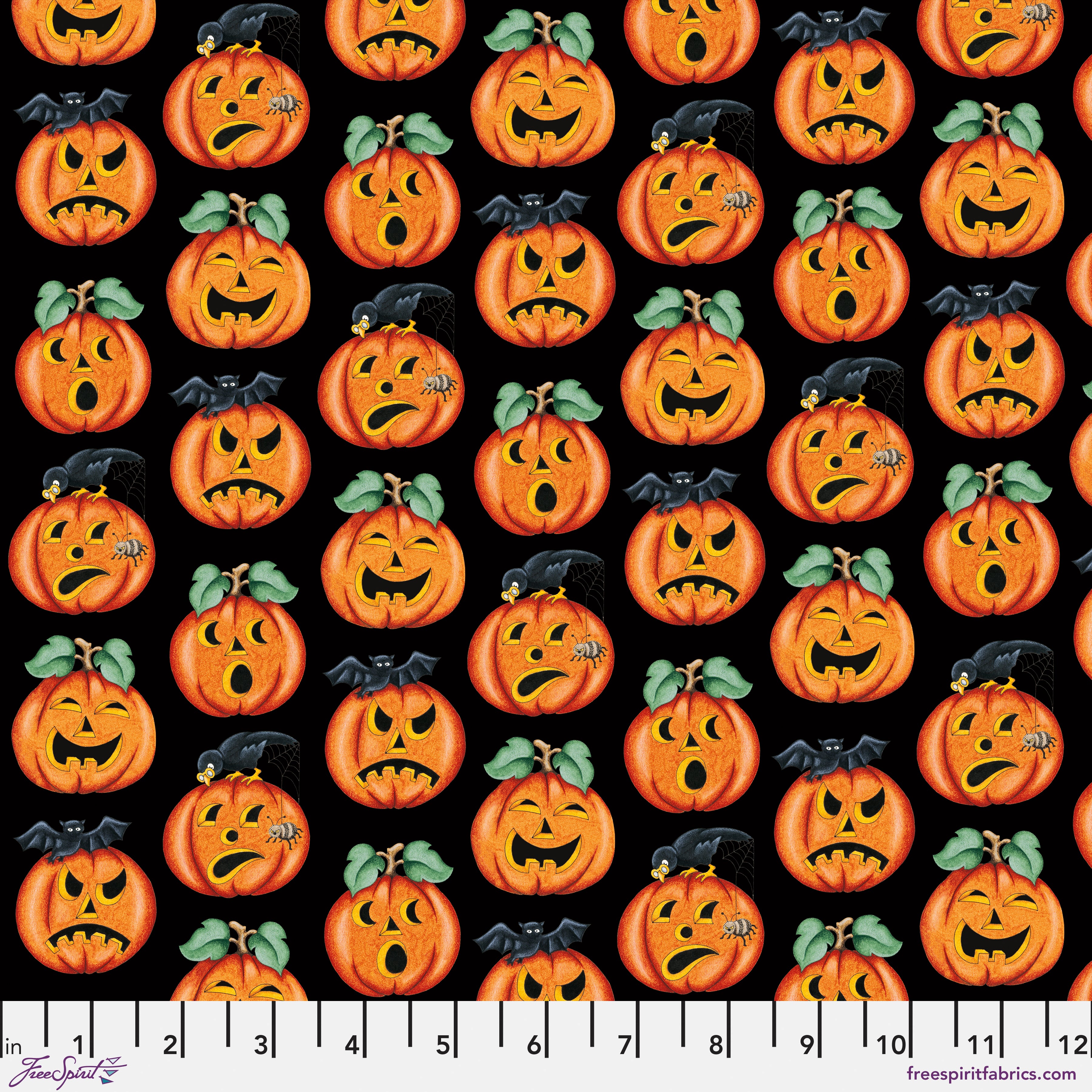 Moonlit Mischief | Jack-O-Lanterns - Black by Mary Engelbreit for FreeSpirit | PWMY050.BLACK
